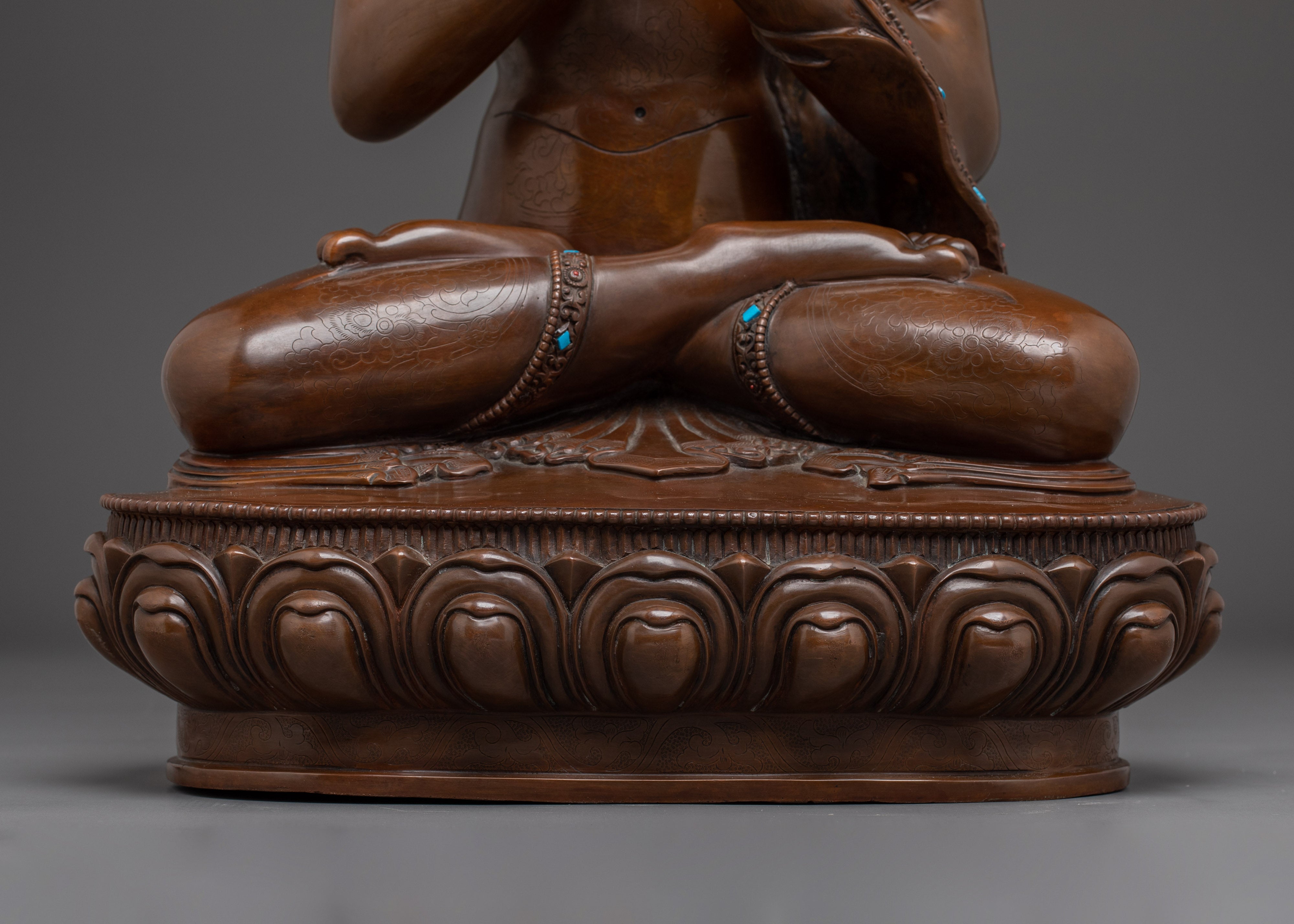 Vairocana Buddha with Throne and Gemstone | Silver Plating for your Spiritual Space