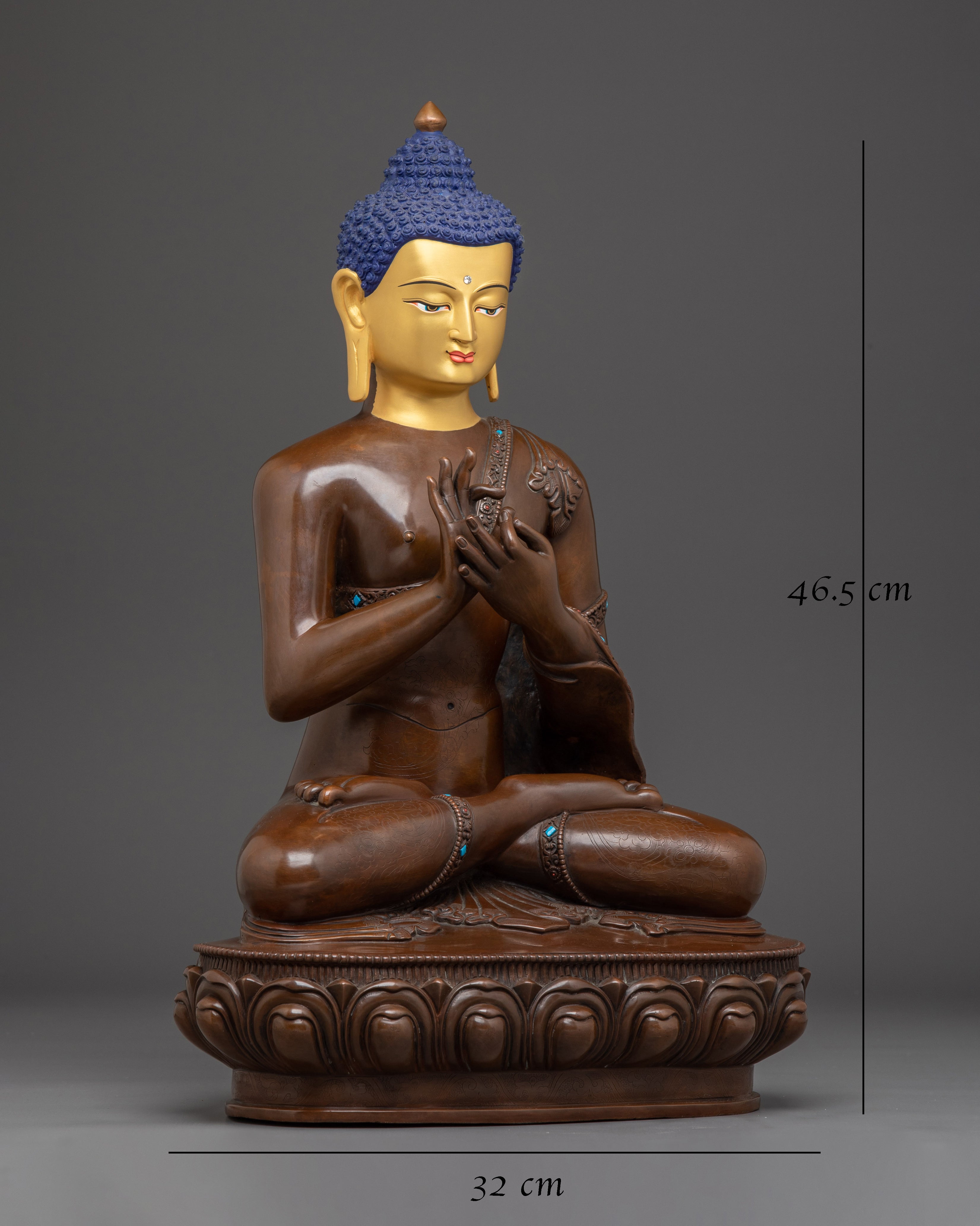Vairocana Buddha Copper & Gold Statue