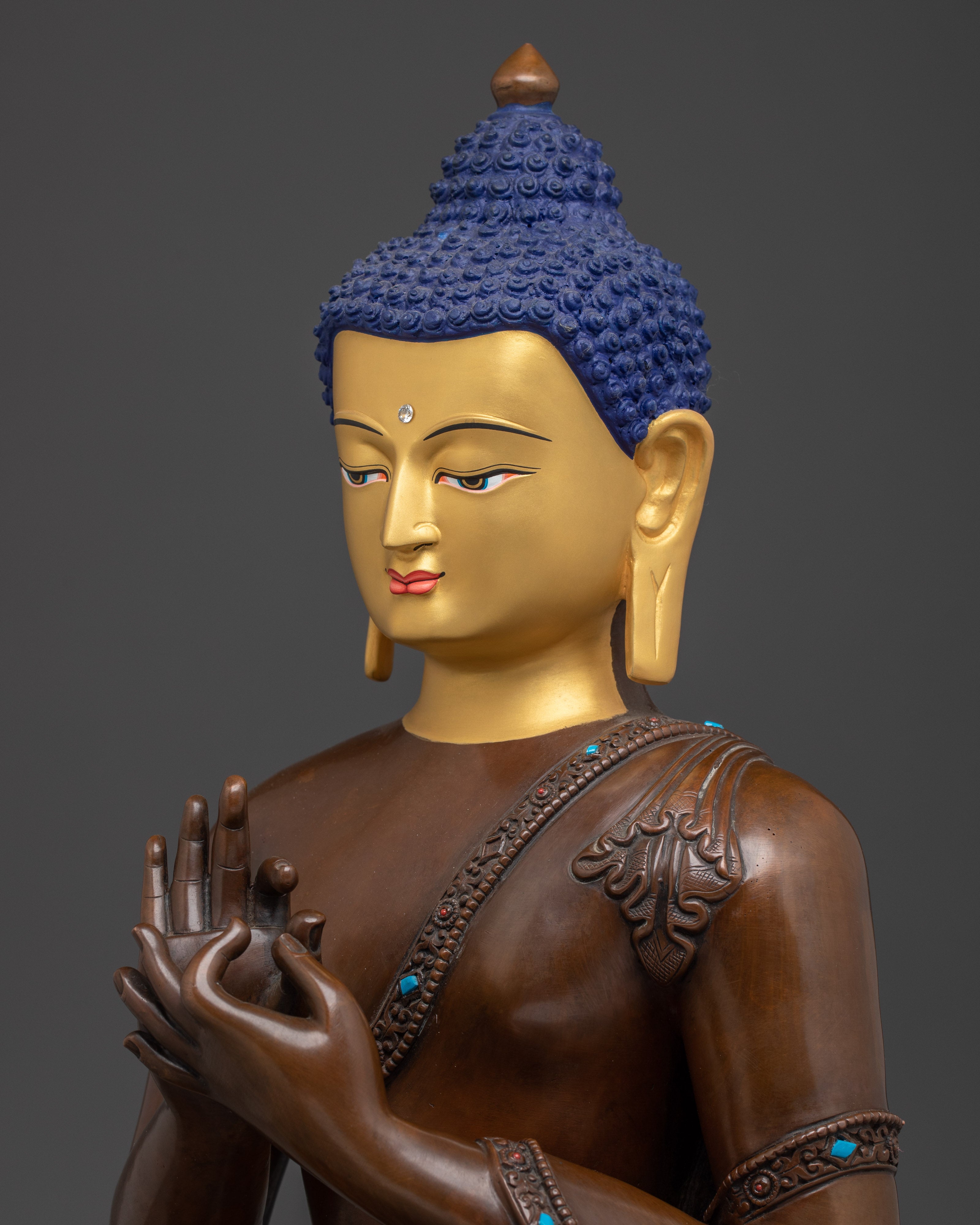 Vairocana Buddha Copper & Gold Statue | Sacred Altar Decor for Spiritual Enlightenment