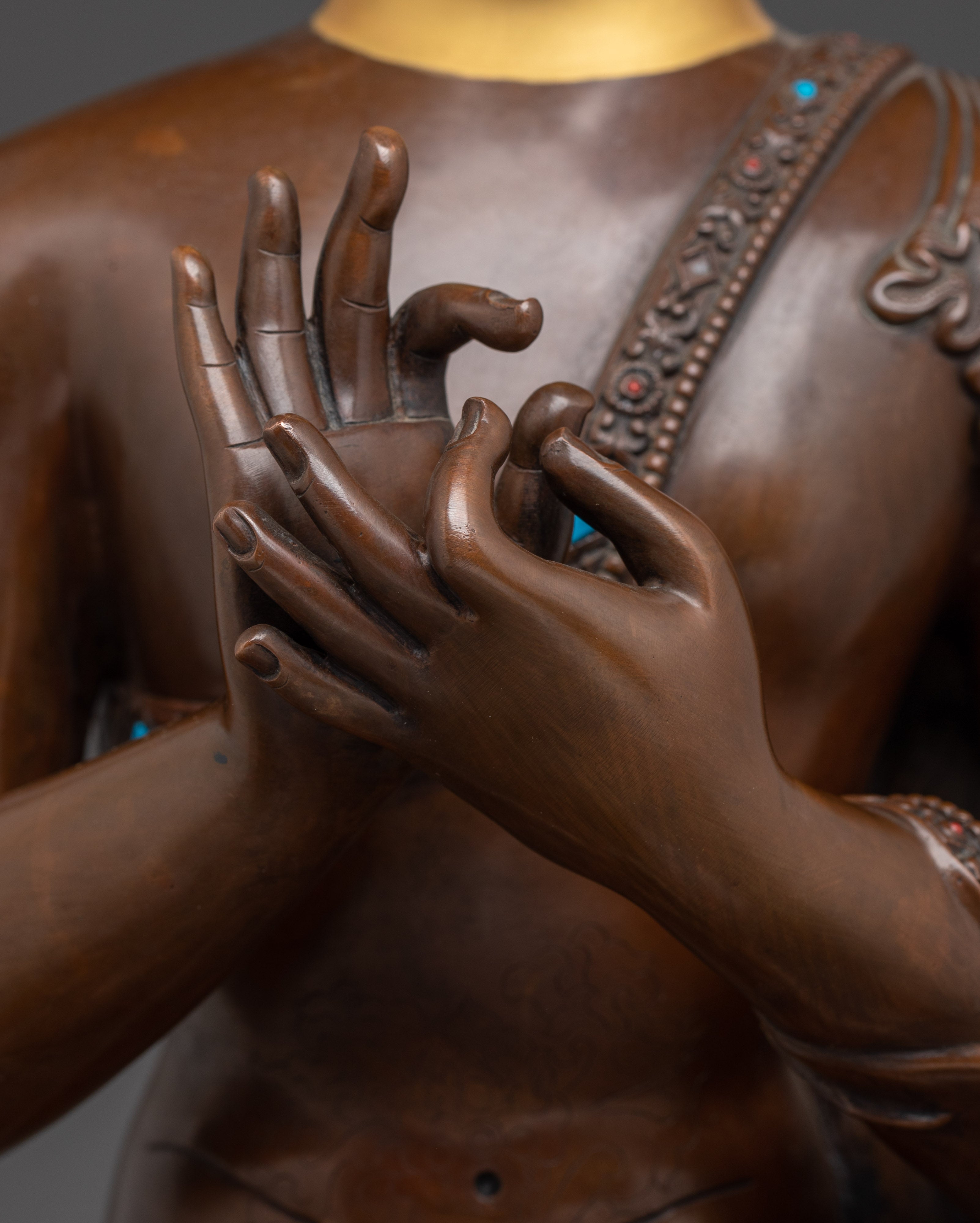 Vairocana Buddha Copper & Gold Statue | Sacred Altar Decor for Spiritual Enlightenment