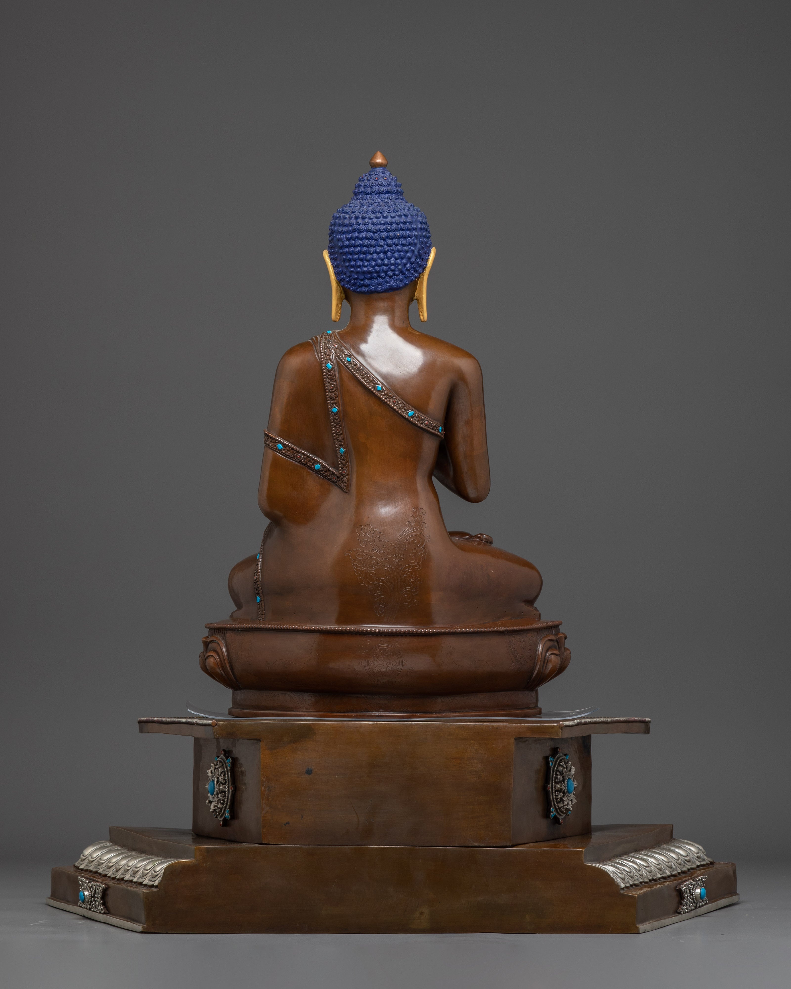 Vairocana Buddha with Throne and Gemstone | Silver Plating for your Spiritual Space