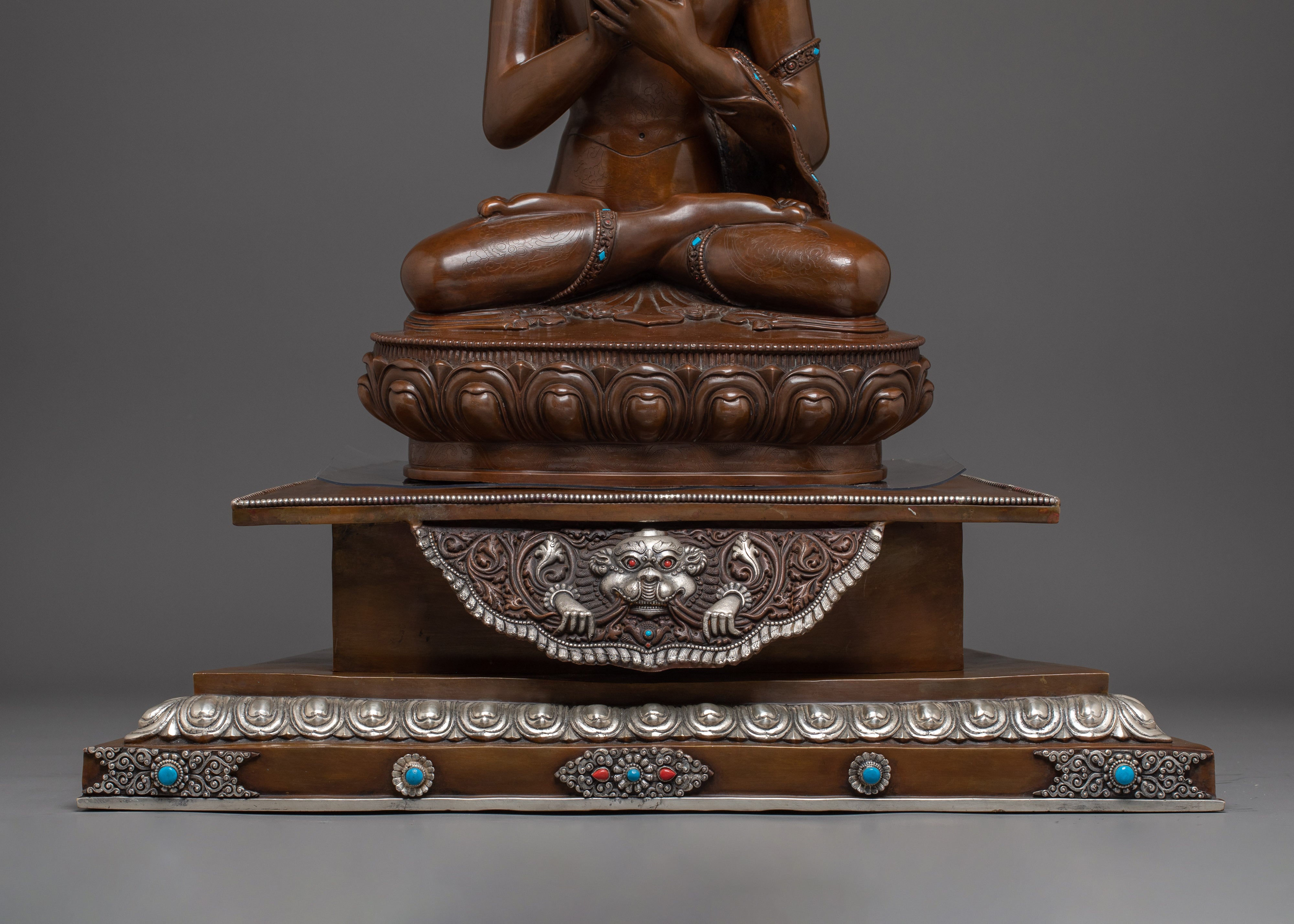 Vairocana Buddha with Throne and Gemstone | Silver Plating for your Spiritual Space