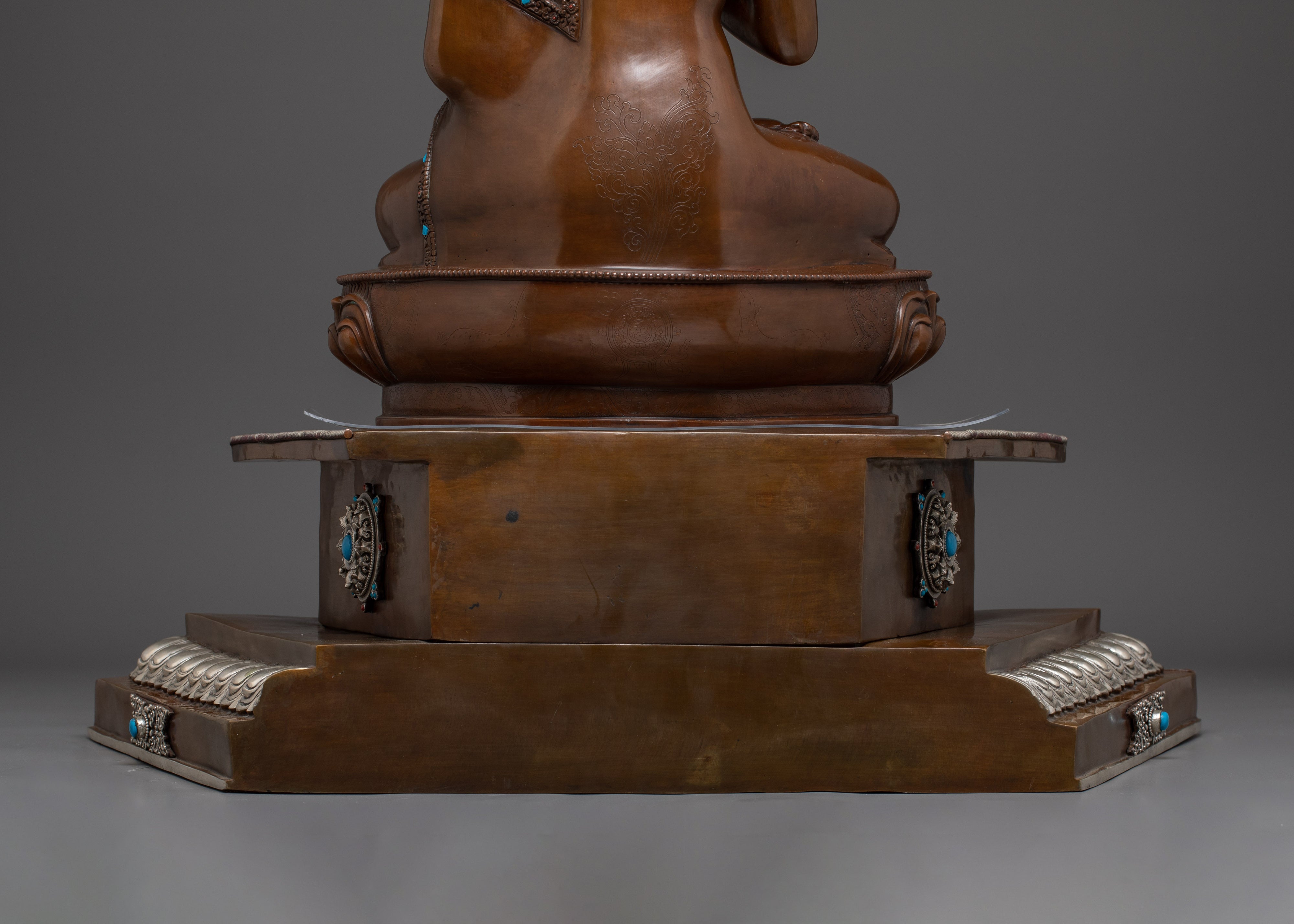 Vairocana Buddha with Throne and Gemstone | Silver Plating for your Spiritual Space