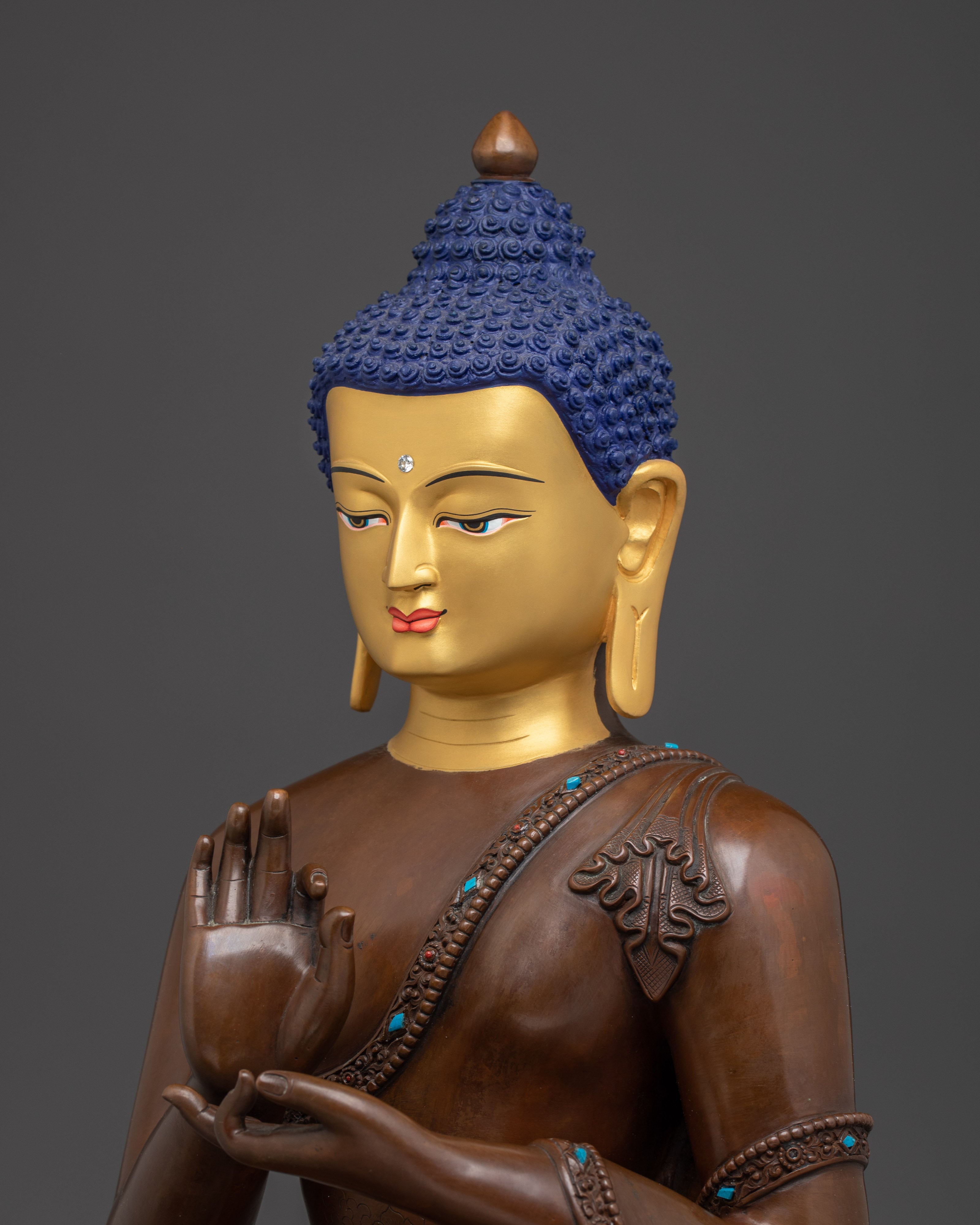 Copper Vairocana Buddha Statue | Meditation Altar Decor