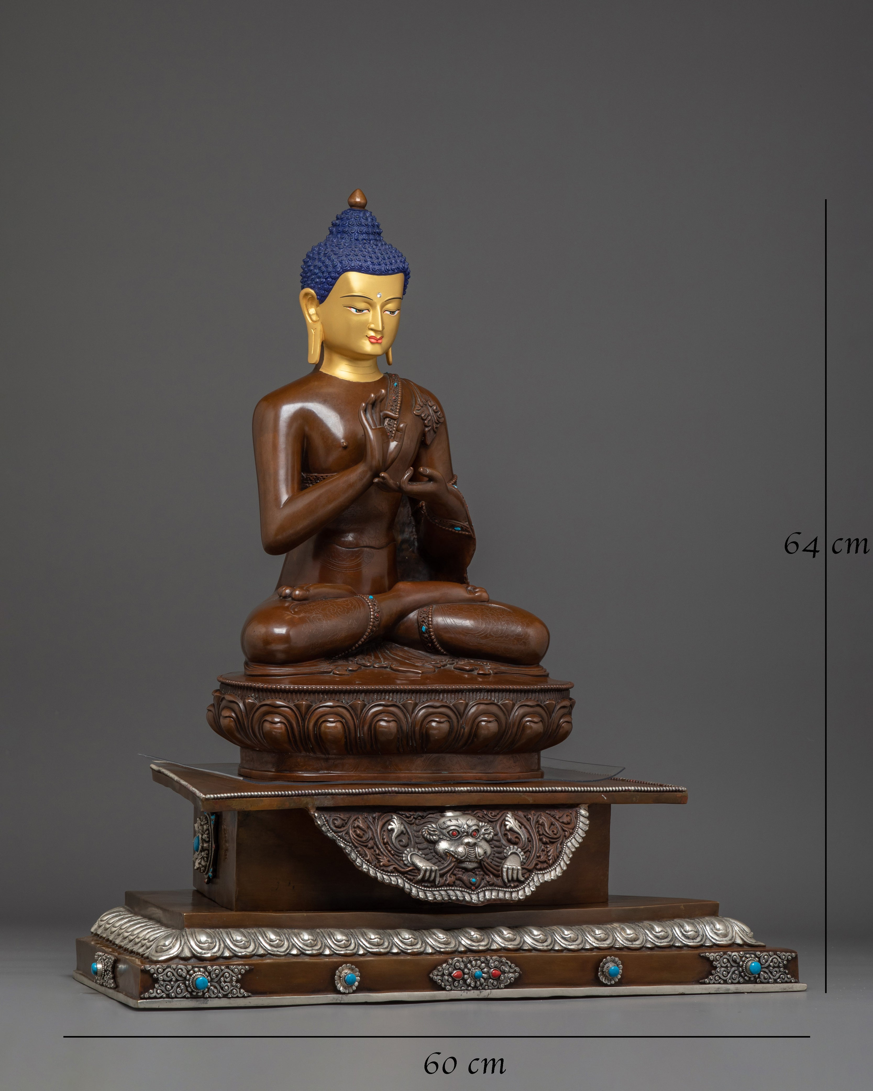 Copper Vairocana on throne Statue