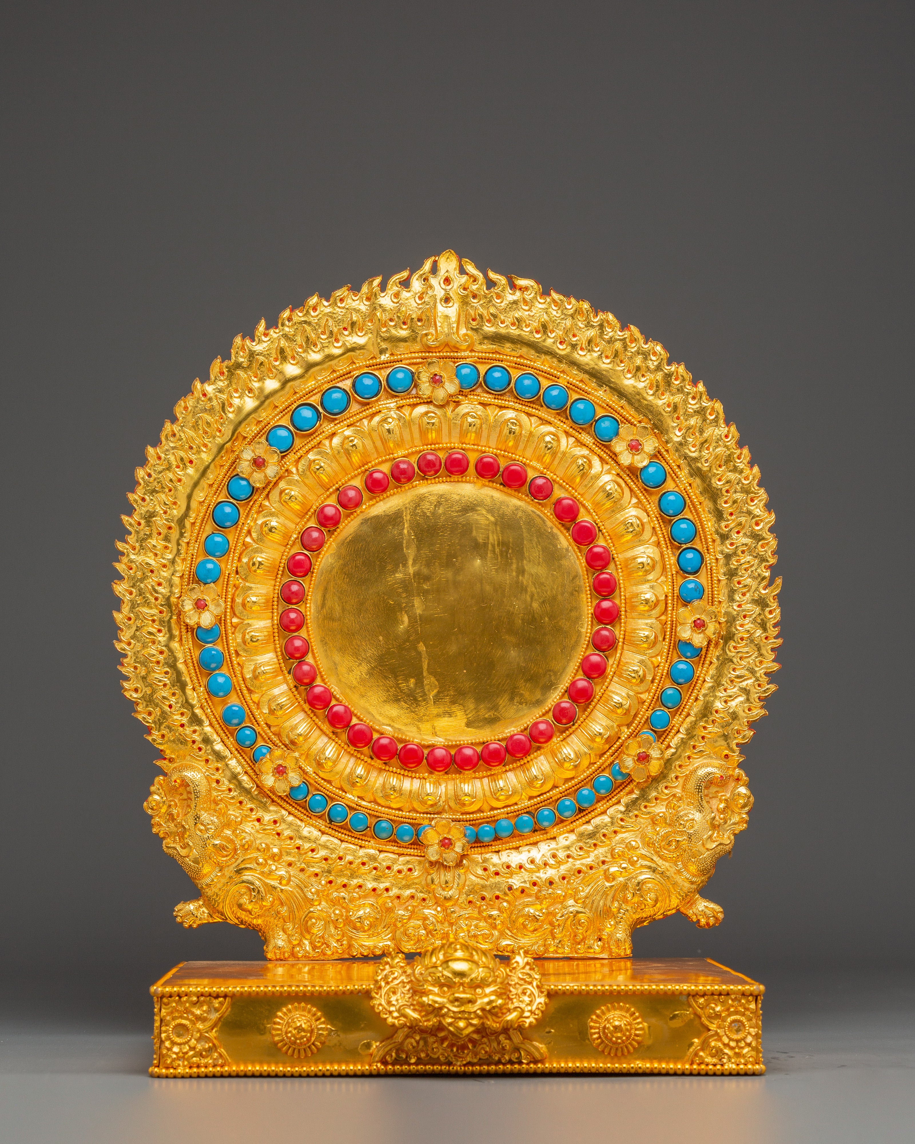 Guru with Consort Statue and Throne | Gemstones & Spiritual Significance