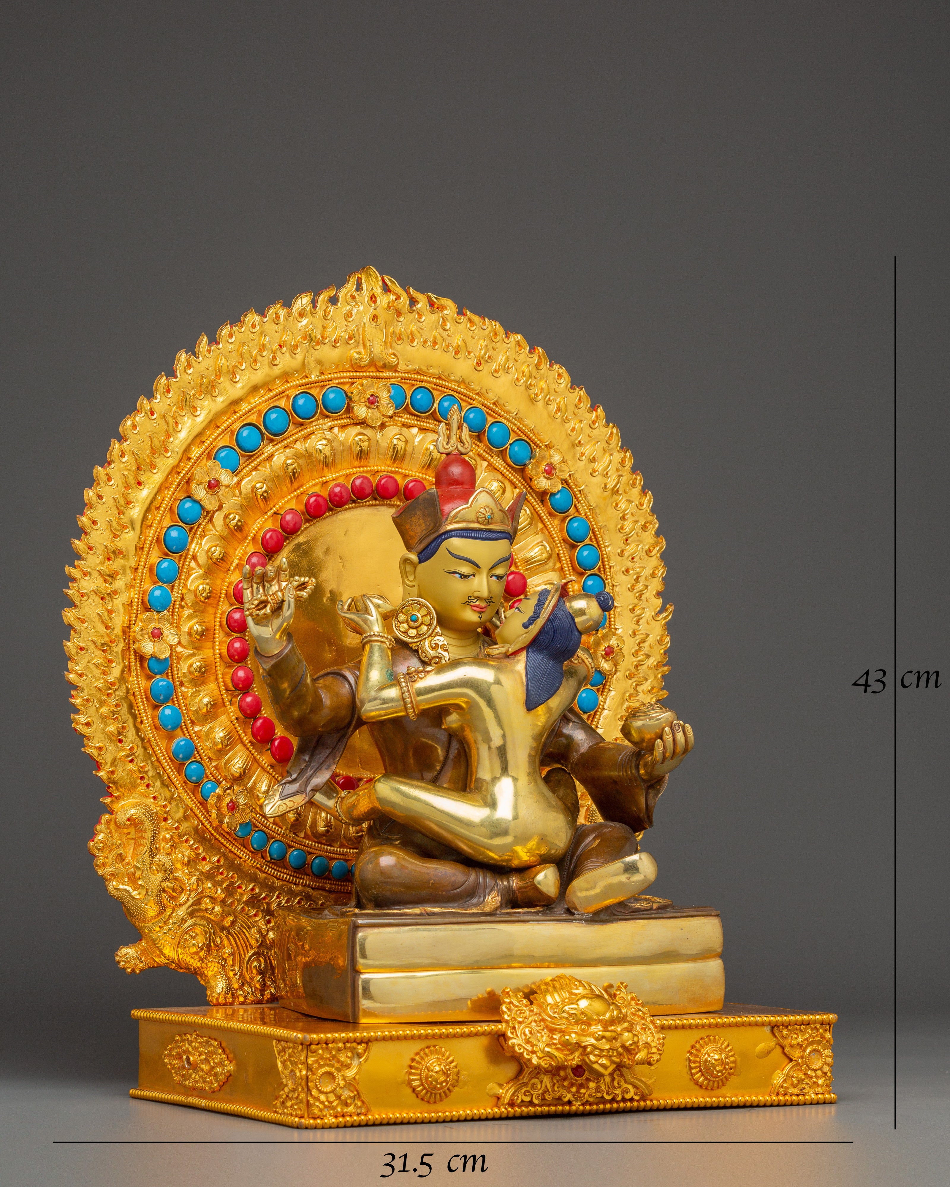 Guru with Consort Statue and Throne