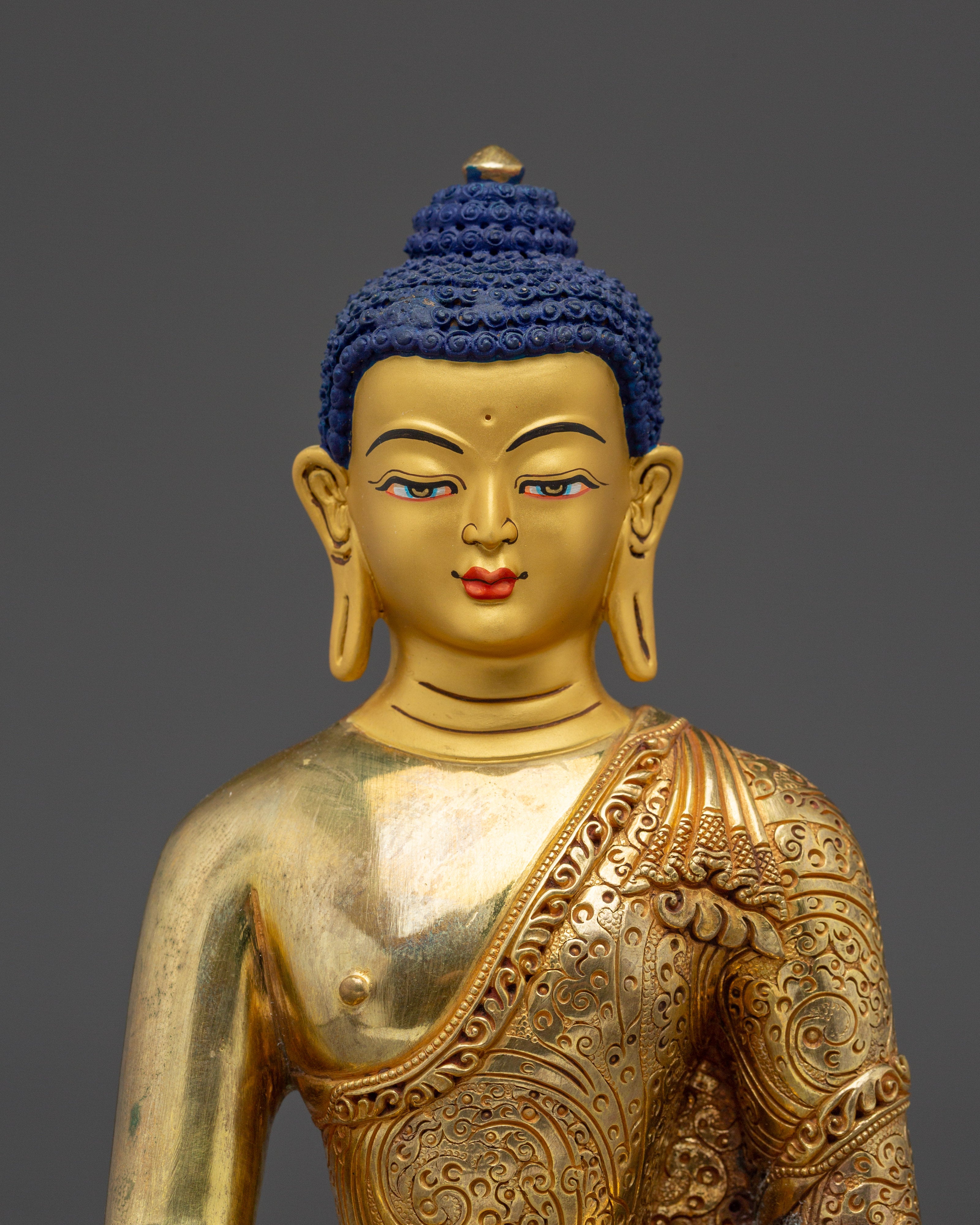 Shakyamuni Buddha Gold Statue with Acrylic Finish | Meditation & Spiritual Decor