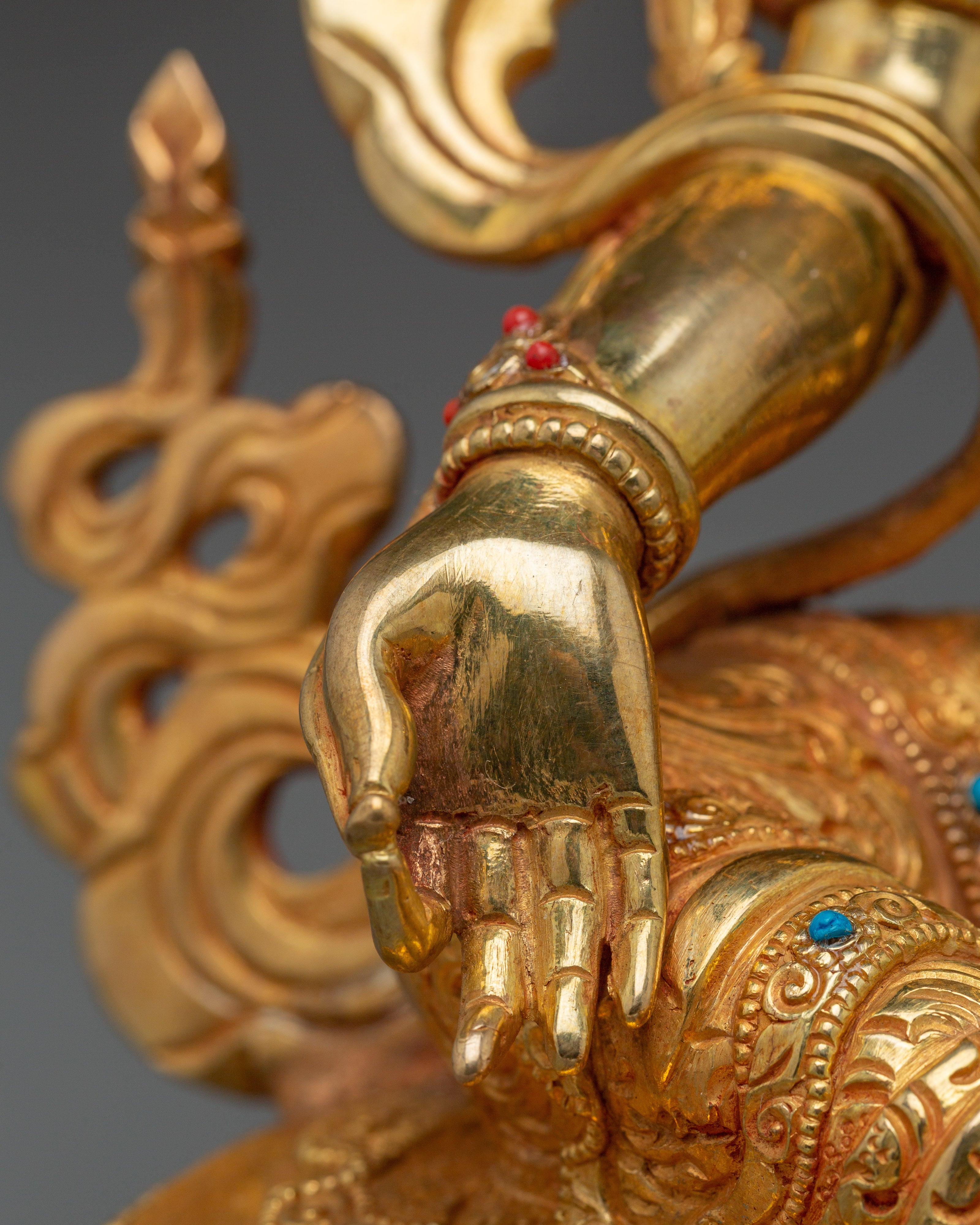 Green Tara Compassion and Protection Statue | Copper with Gold & Acrylic Finish