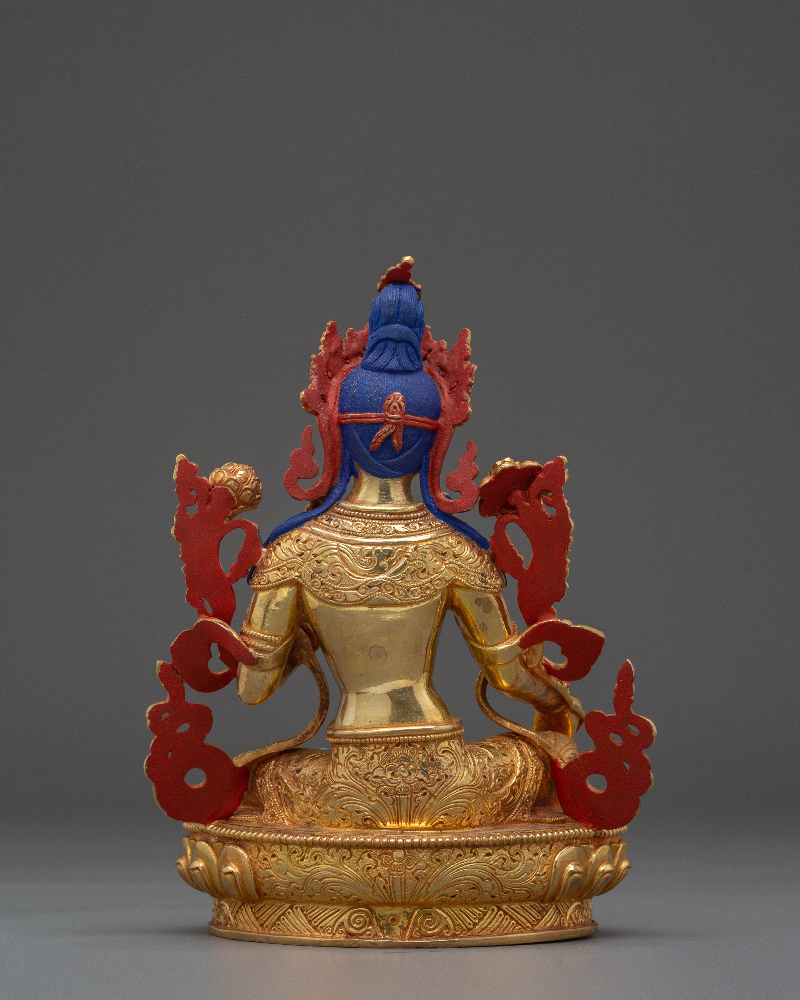 Green Tara Compassion and Protection Statue | Copper with Gold & Acrylic Finish