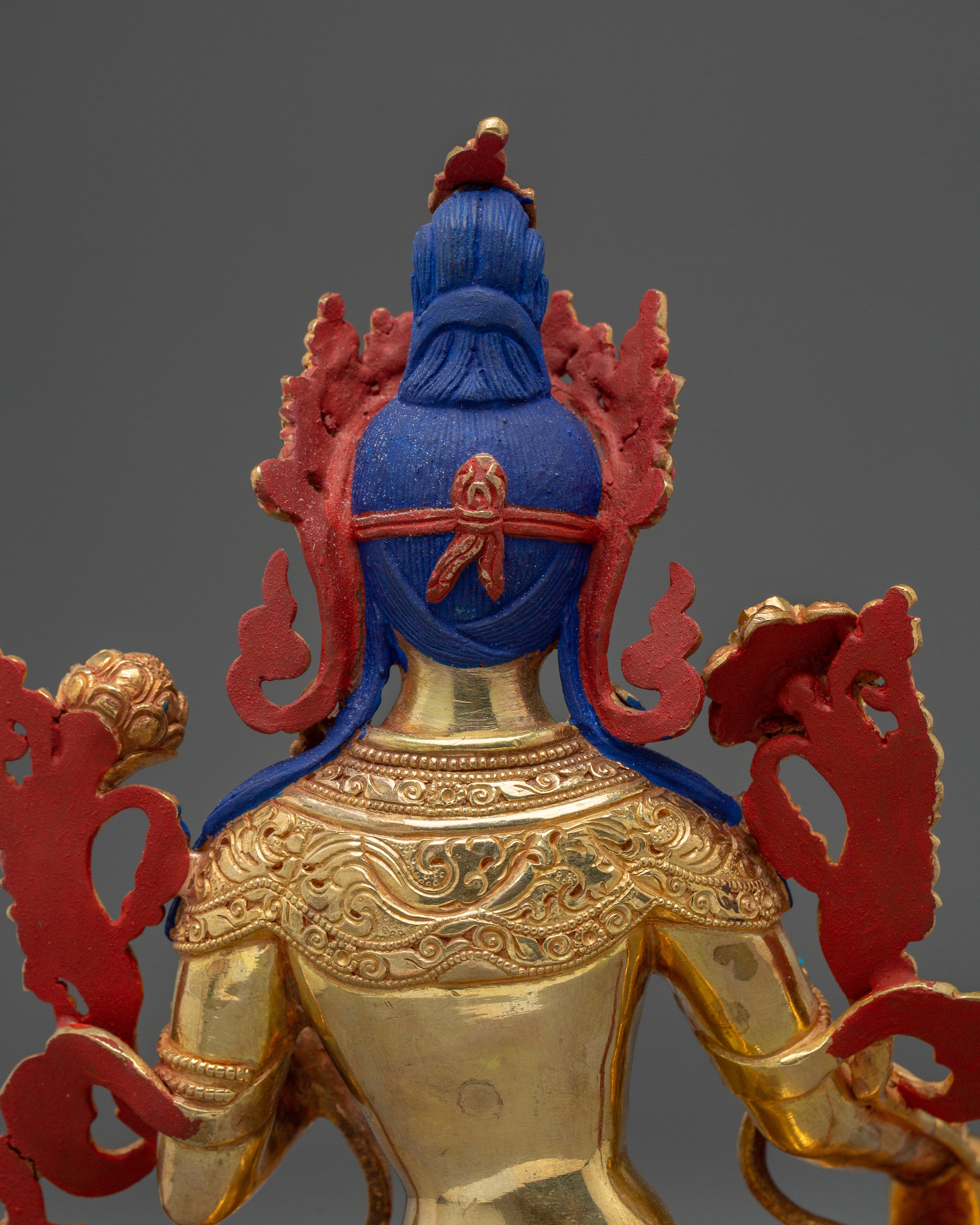 Green Tara Compassion and Protection Statue | Copper with Gold & Acrylic Finish