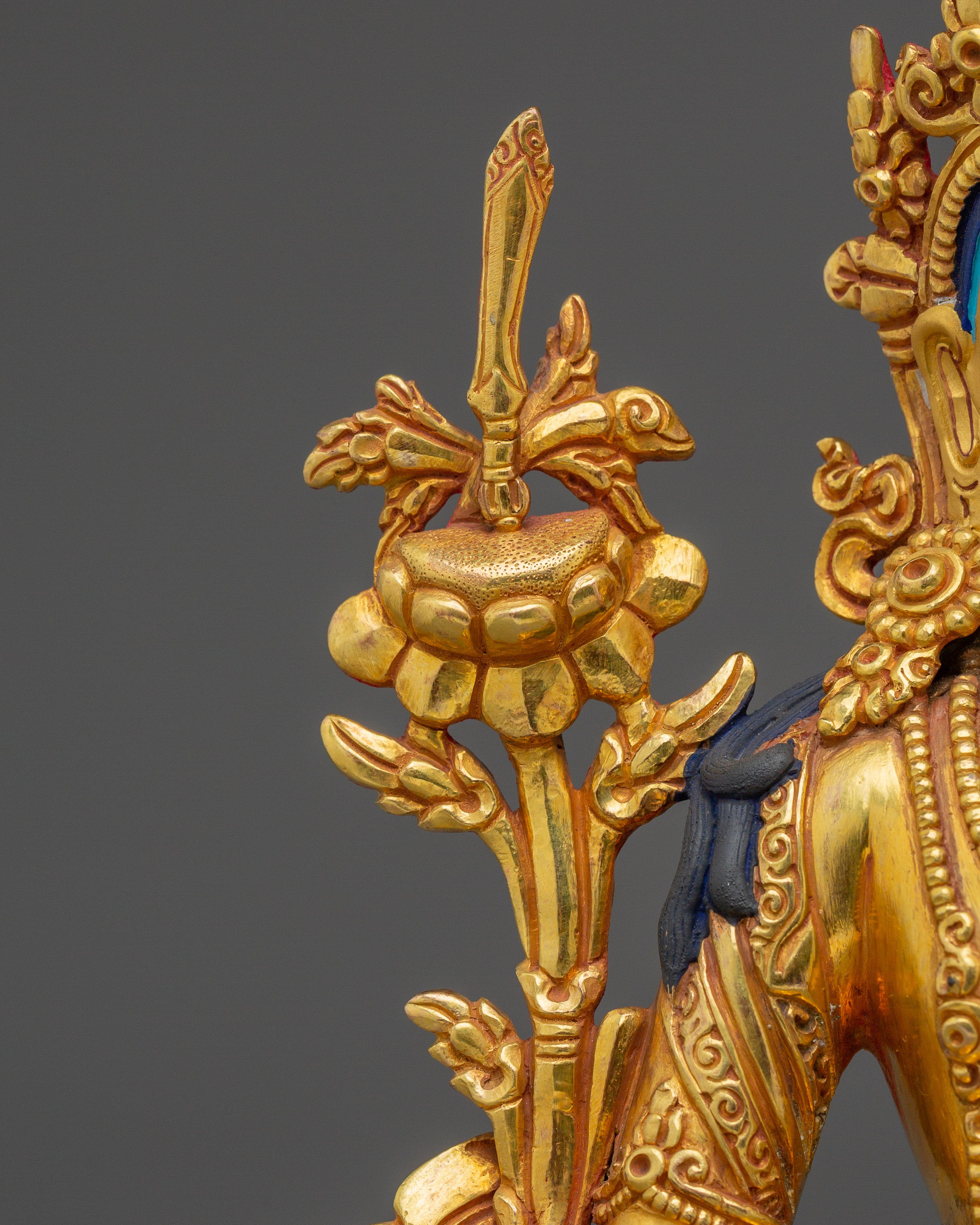 Manjushri 24K Gold Gilded Statue | Spiritual Growth and Meditation