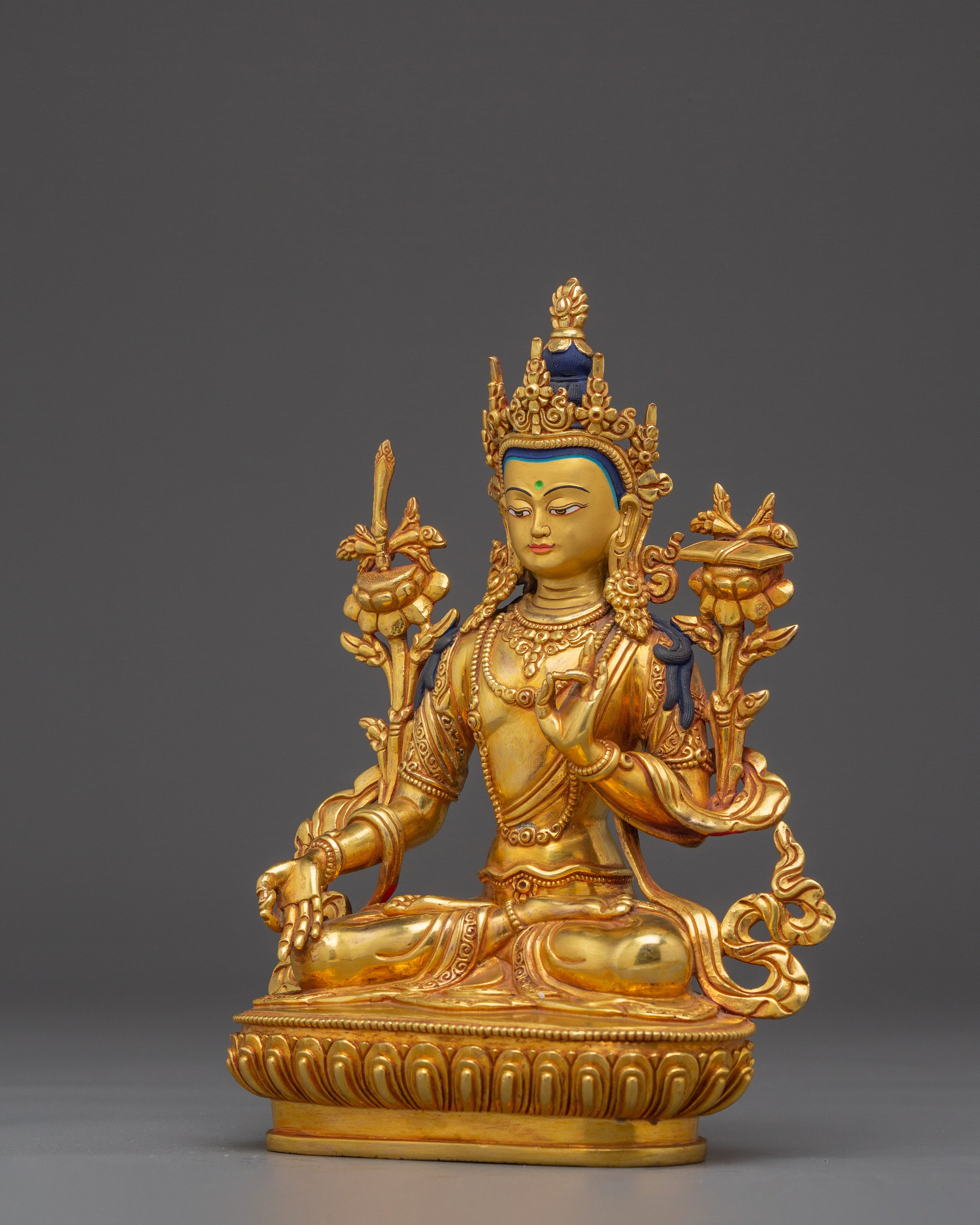 Manjushri 24K Gold Gilded Statue | Spiritual Growth and Meditation