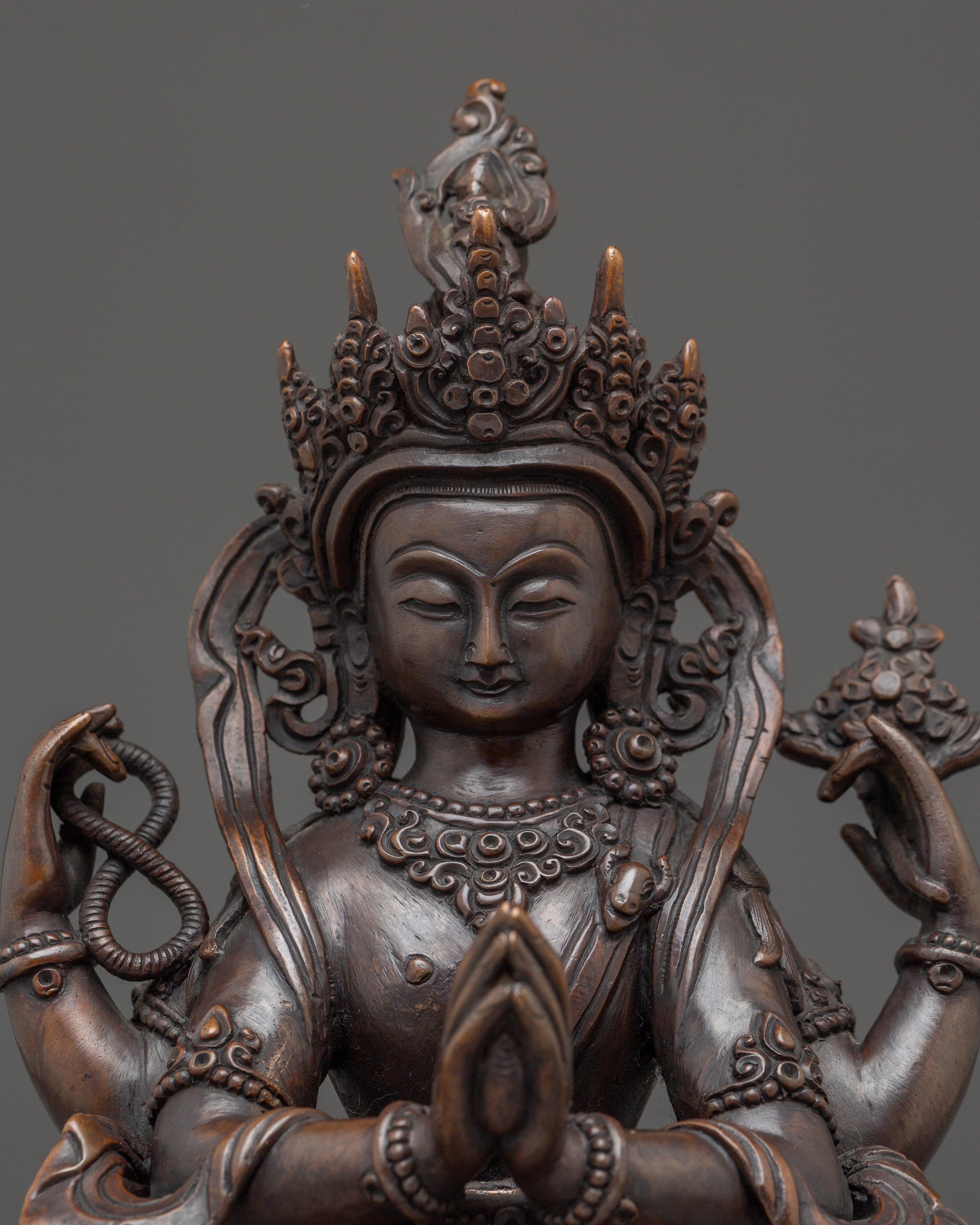 Chenrezig with Consort statue in Oxidized Copper | A Symbol of Boundless Compassion