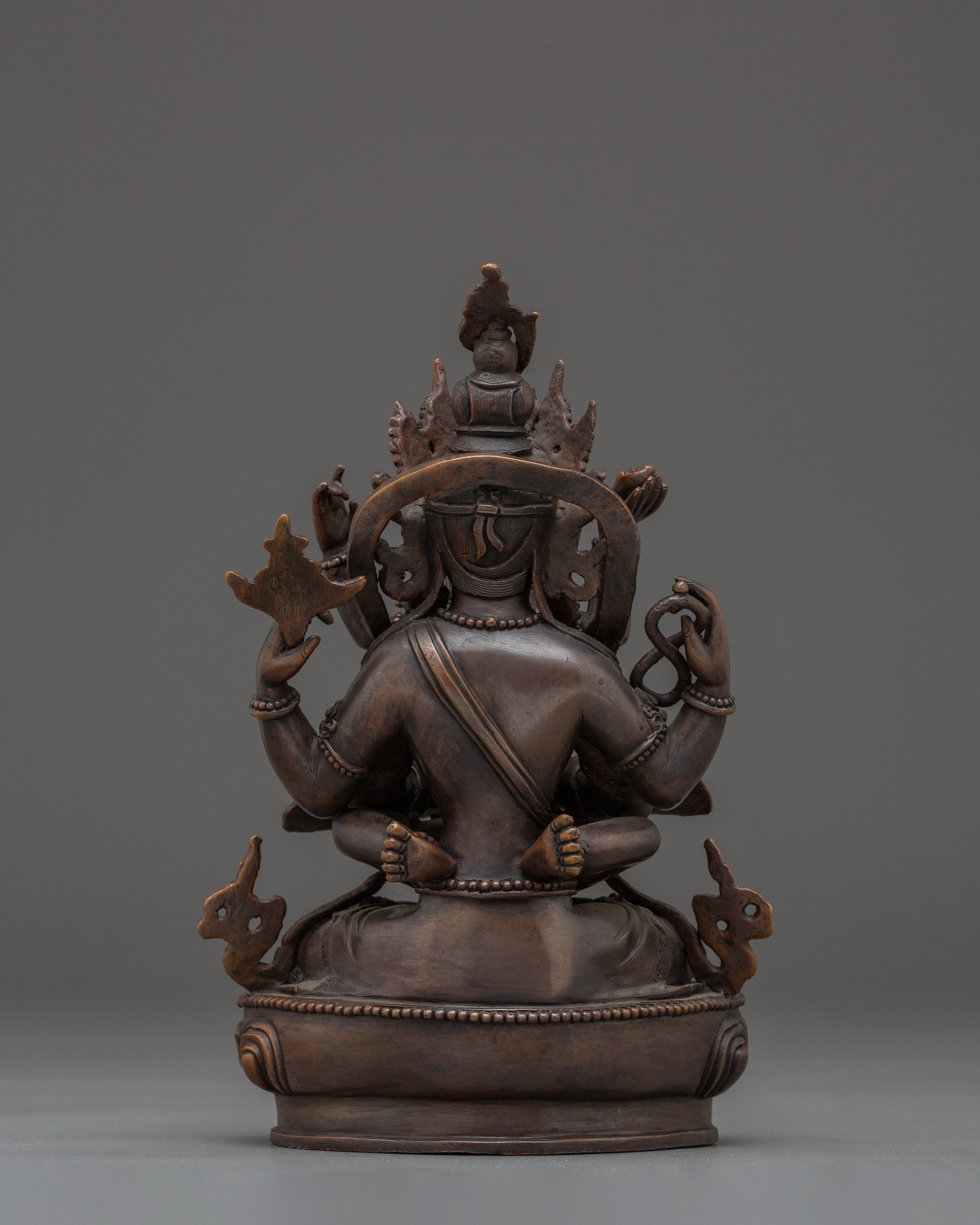 Chenrezig with Consort statue in Oxidized Copper | A Symbol of Boundless Compassion