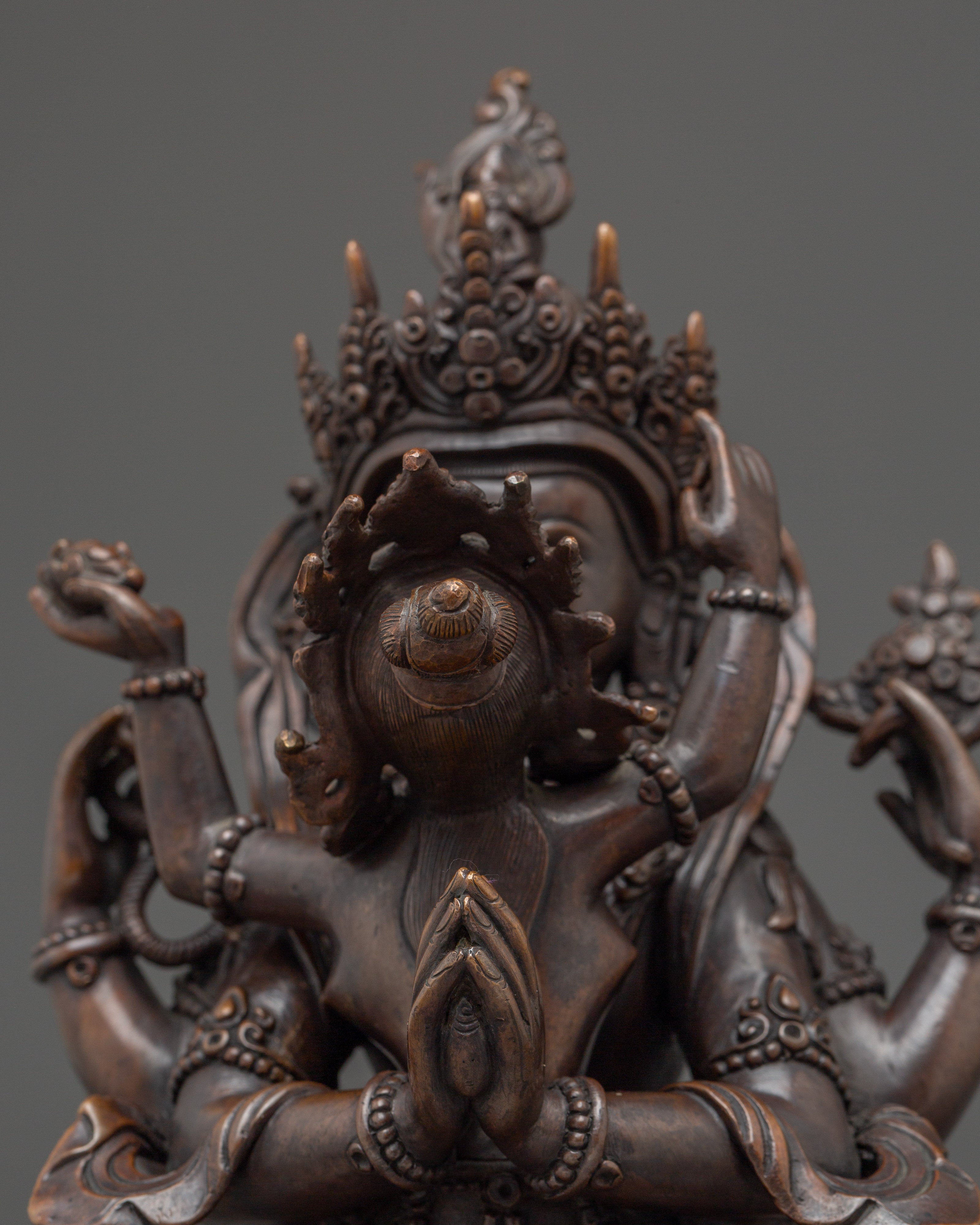 Chenrezig with Consort statue in Oxidized Copper | A Symbol of Boundless Compassion