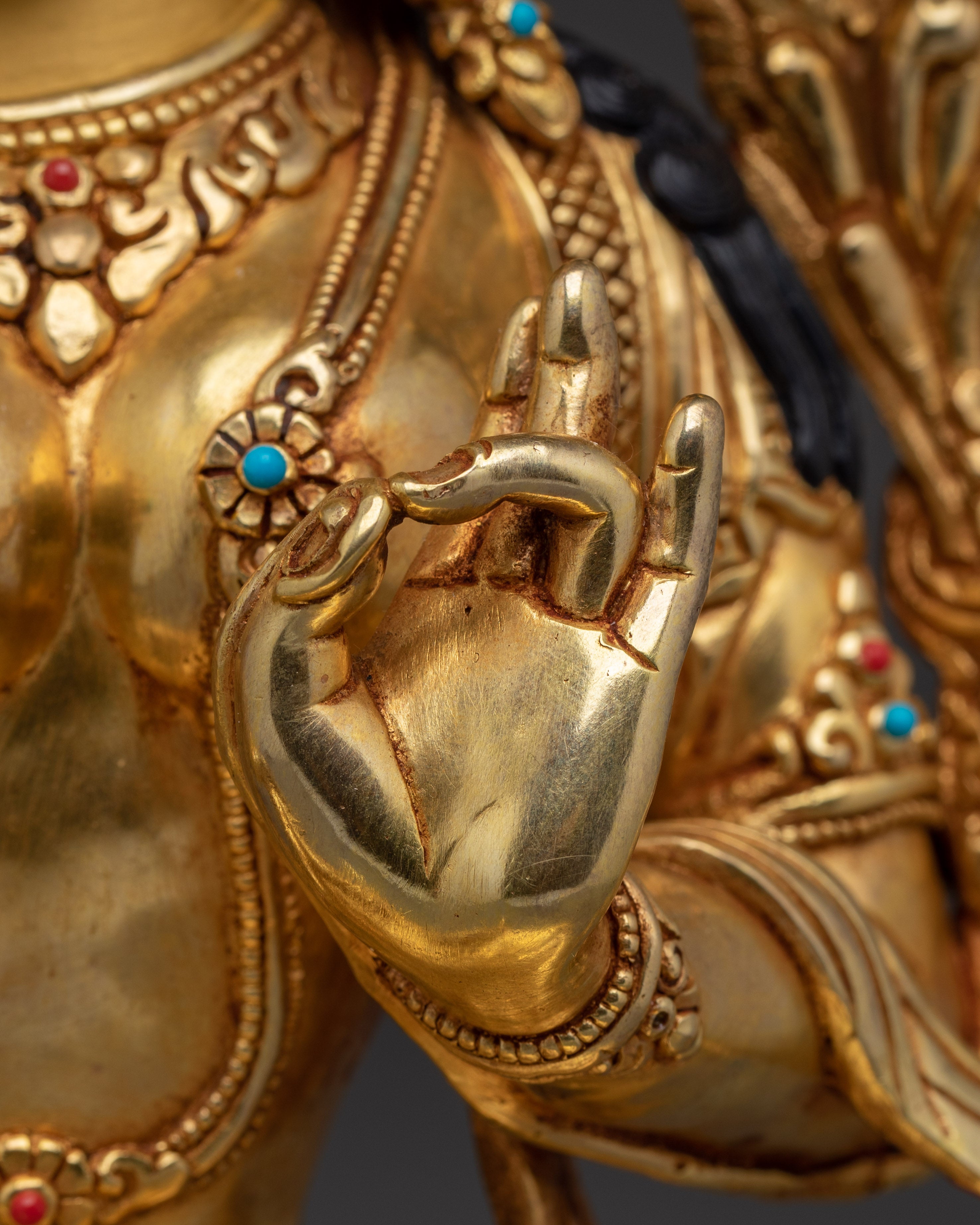 Goddess Green Tara Icon | Gold Gilded Himalayan Icon