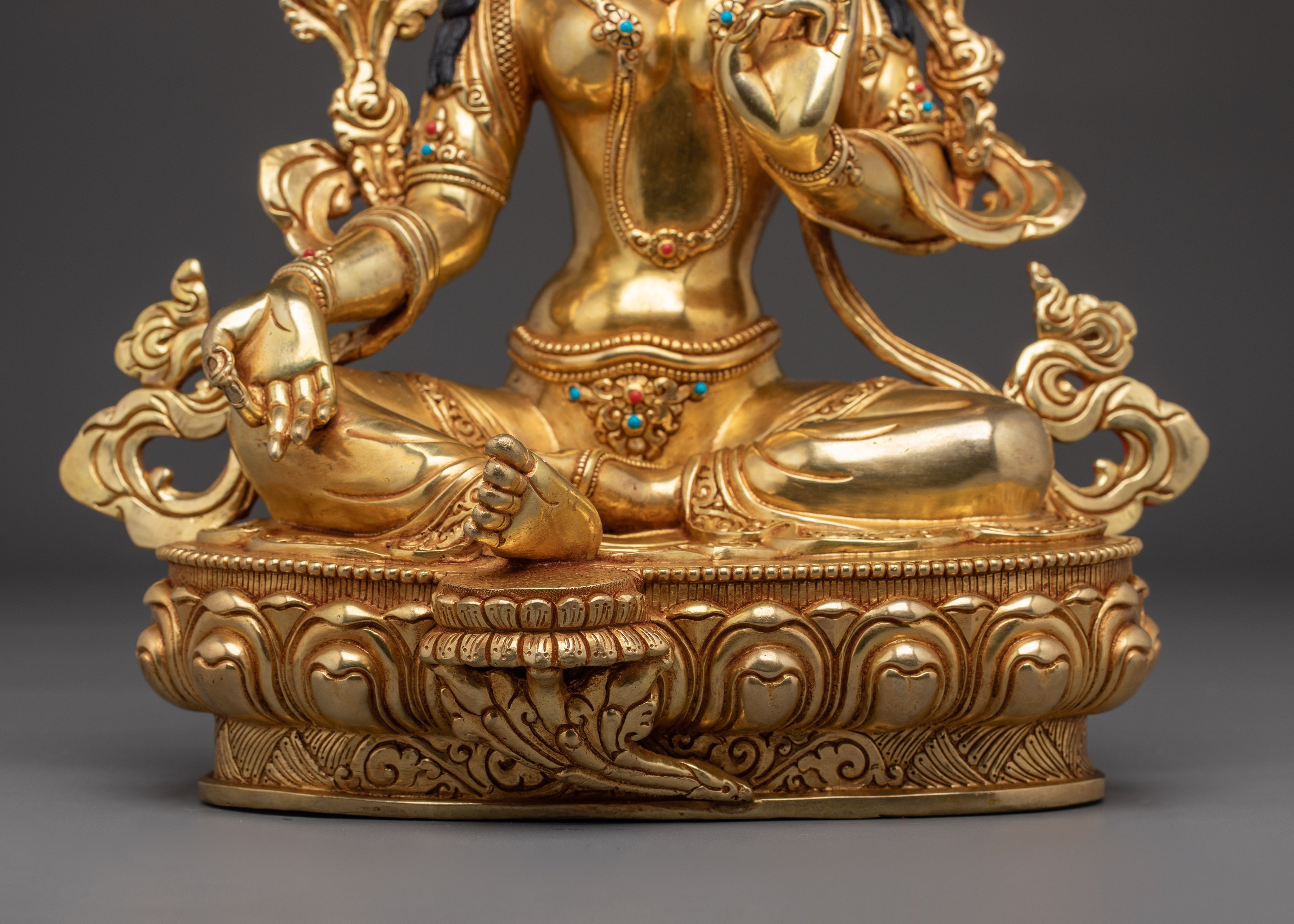 Goddess Green Tara Icon | Gold Gilded Himalayan Icon