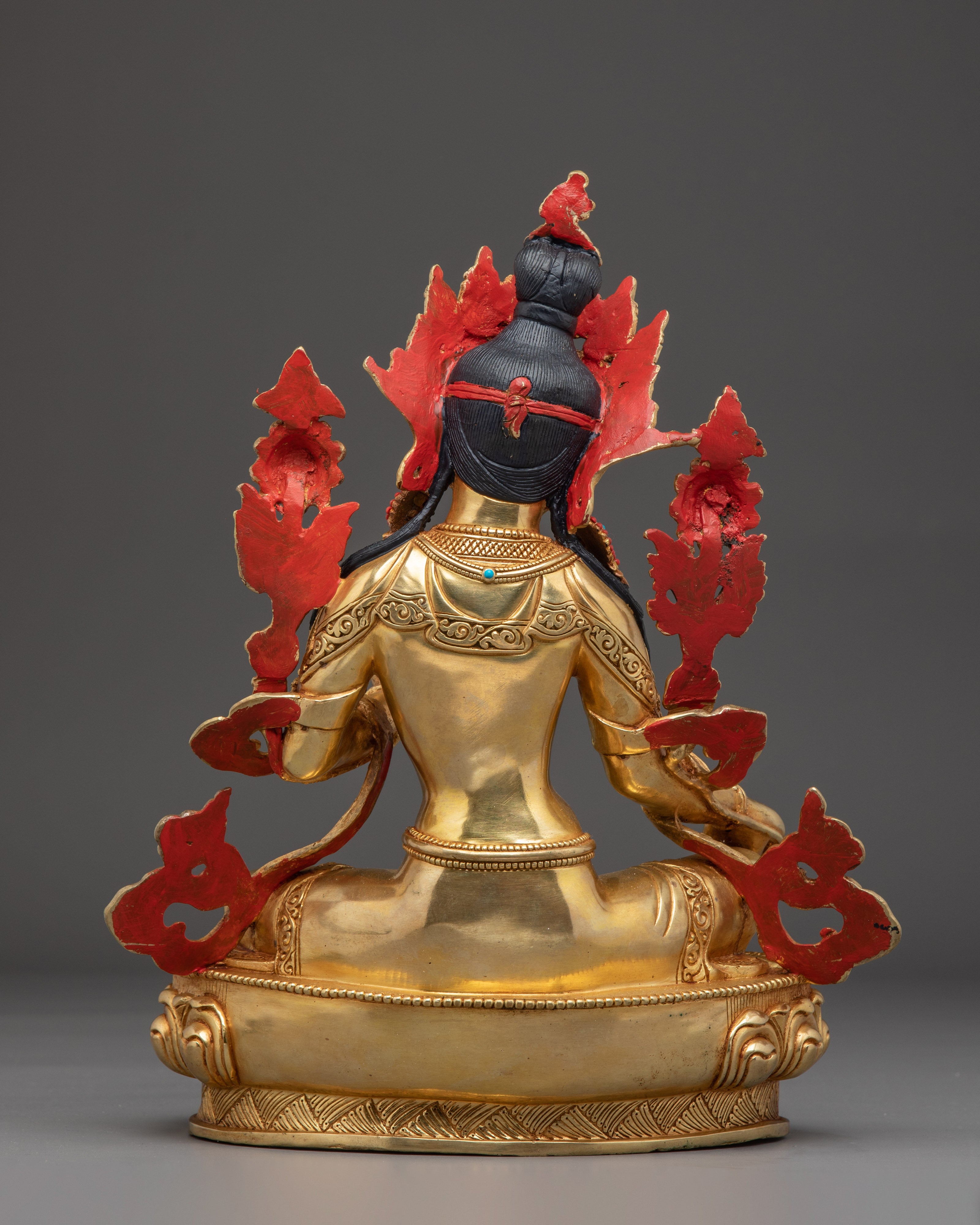 Goddess Green Tara Icon | Gold Gilded Himalayan Icon