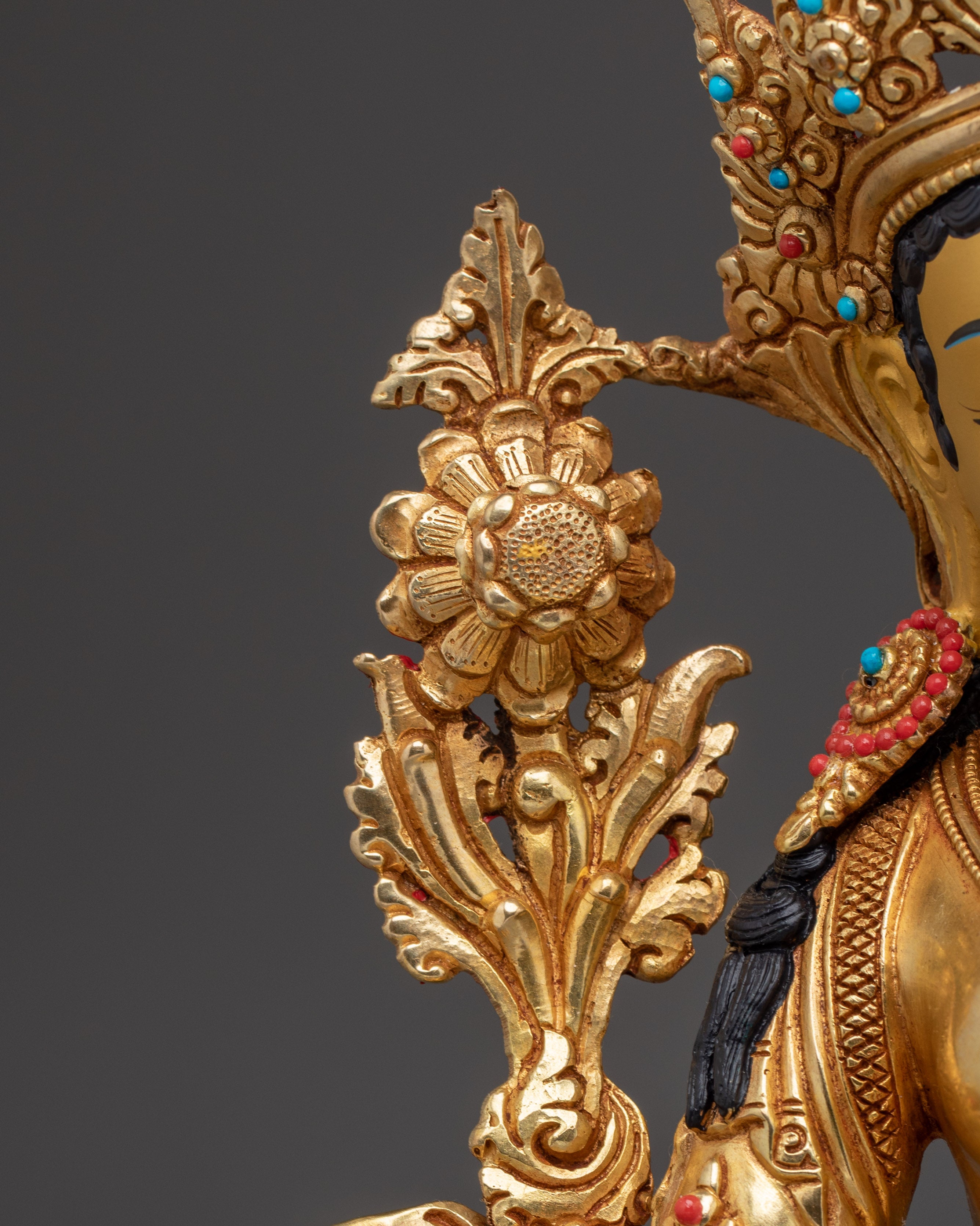 Goddess Green Tara Icon | Gold Gilded Himalayan Icon