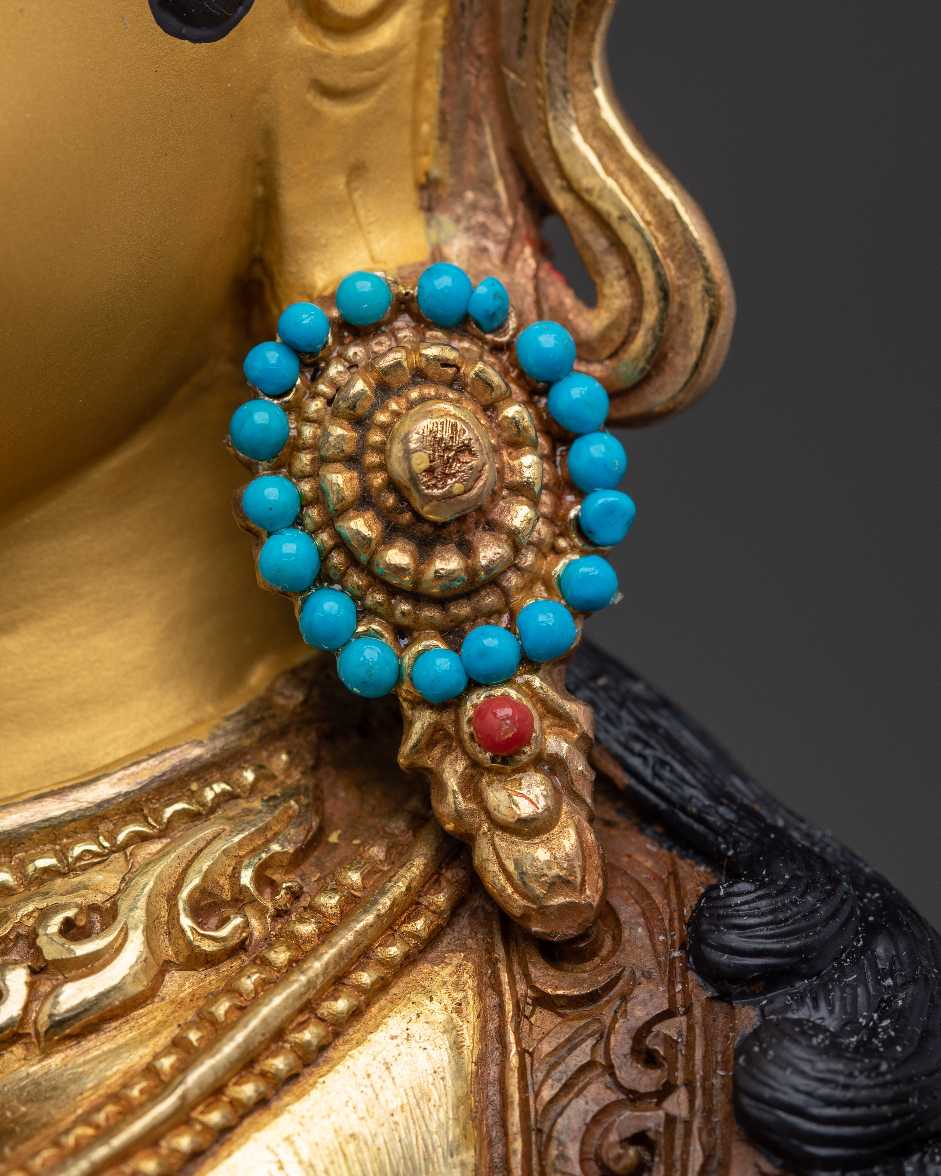 Green Tara, Lotus Seated Deity | Handcrafted Nepali Sculpture