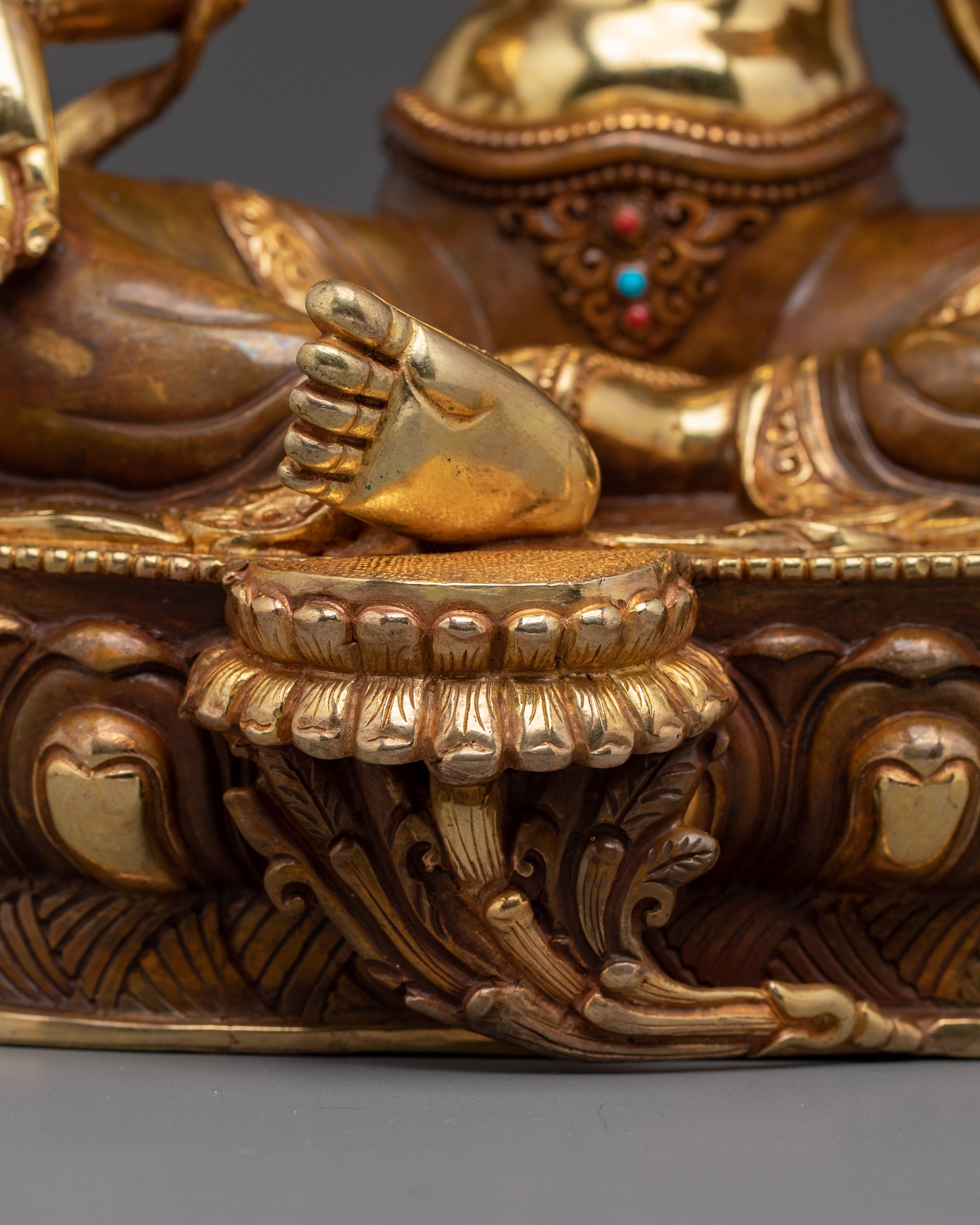 Green Tara, Lotus Seated Deity | Handcrafted Nepali Sculpture