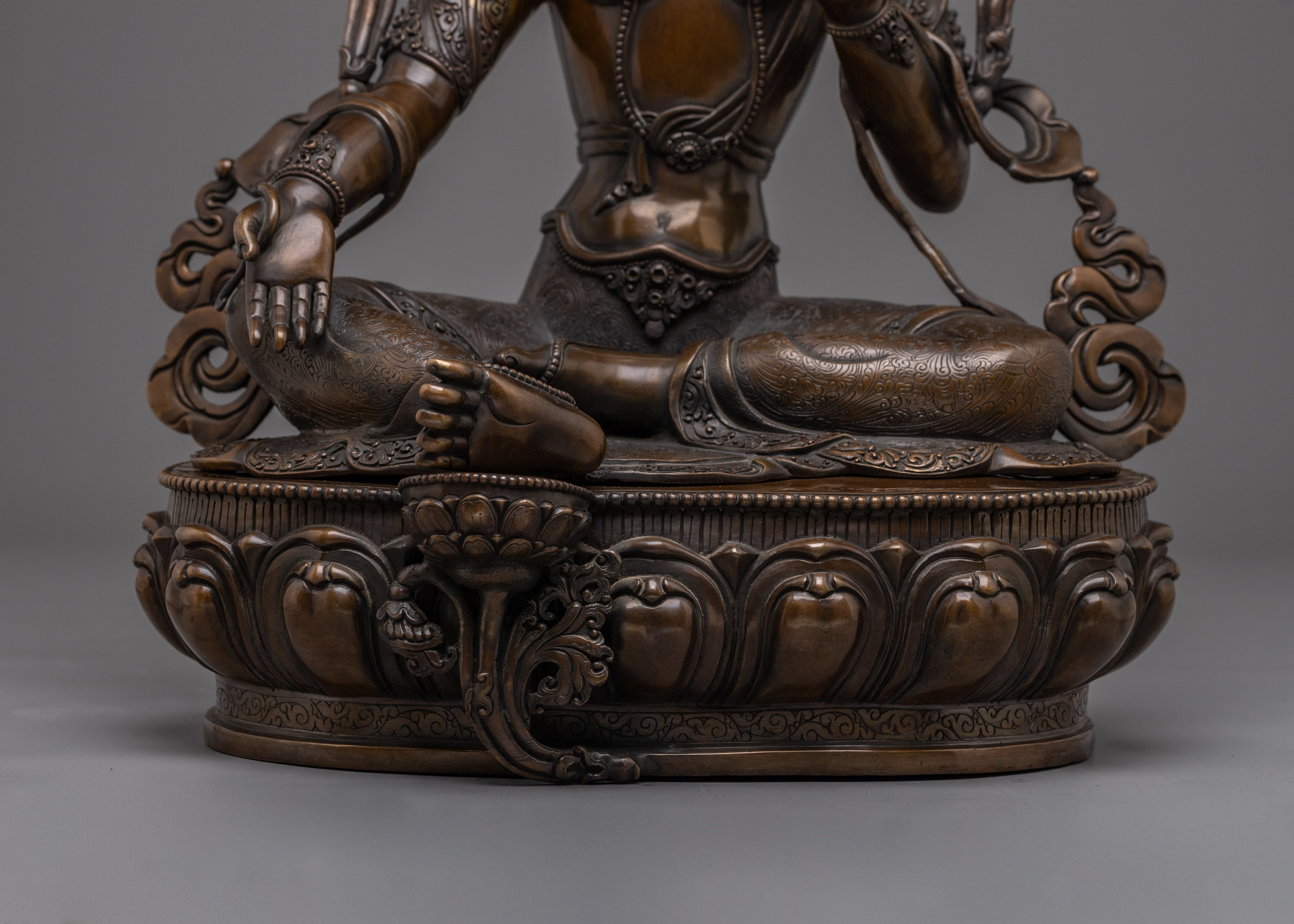 Oxidized Tibetan Handmade Green Tara Statue | Shyama Tara - Mother of Liberation
