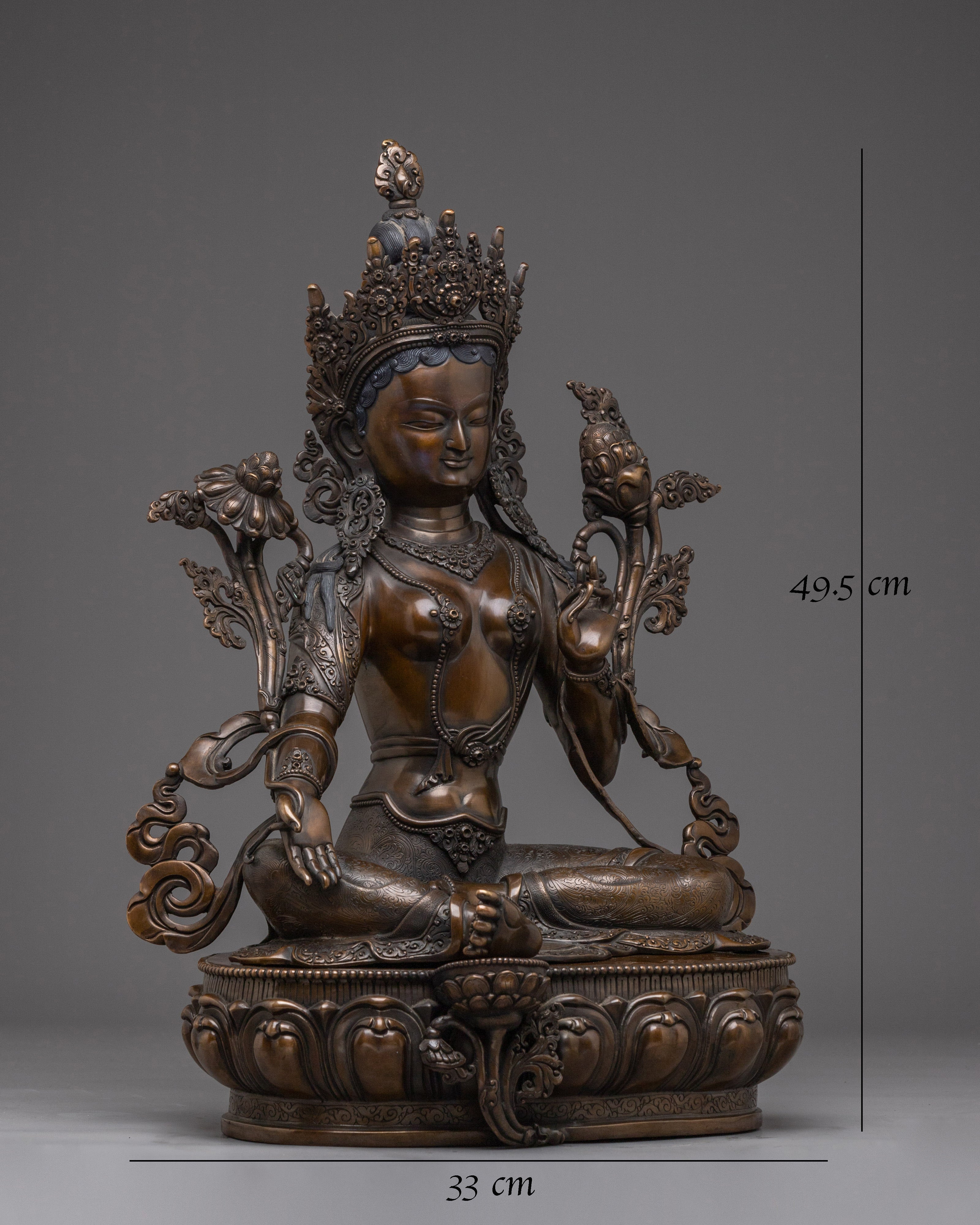Oxidized Tibetan Handmade Green Tara Statue
