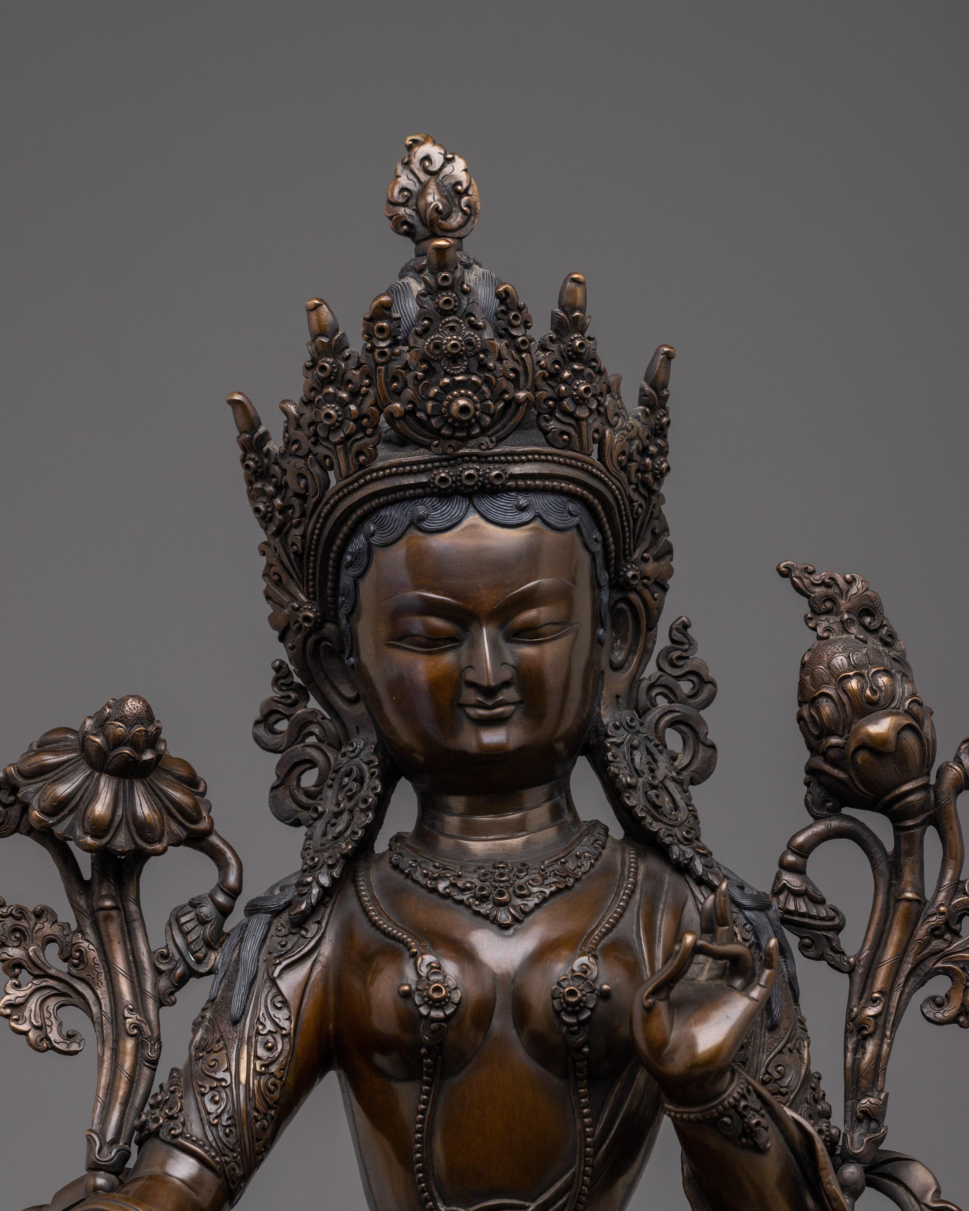 Oxidized Tibetan Handmade Green Tara Statue | Shyama Tara - Mother of Liberation