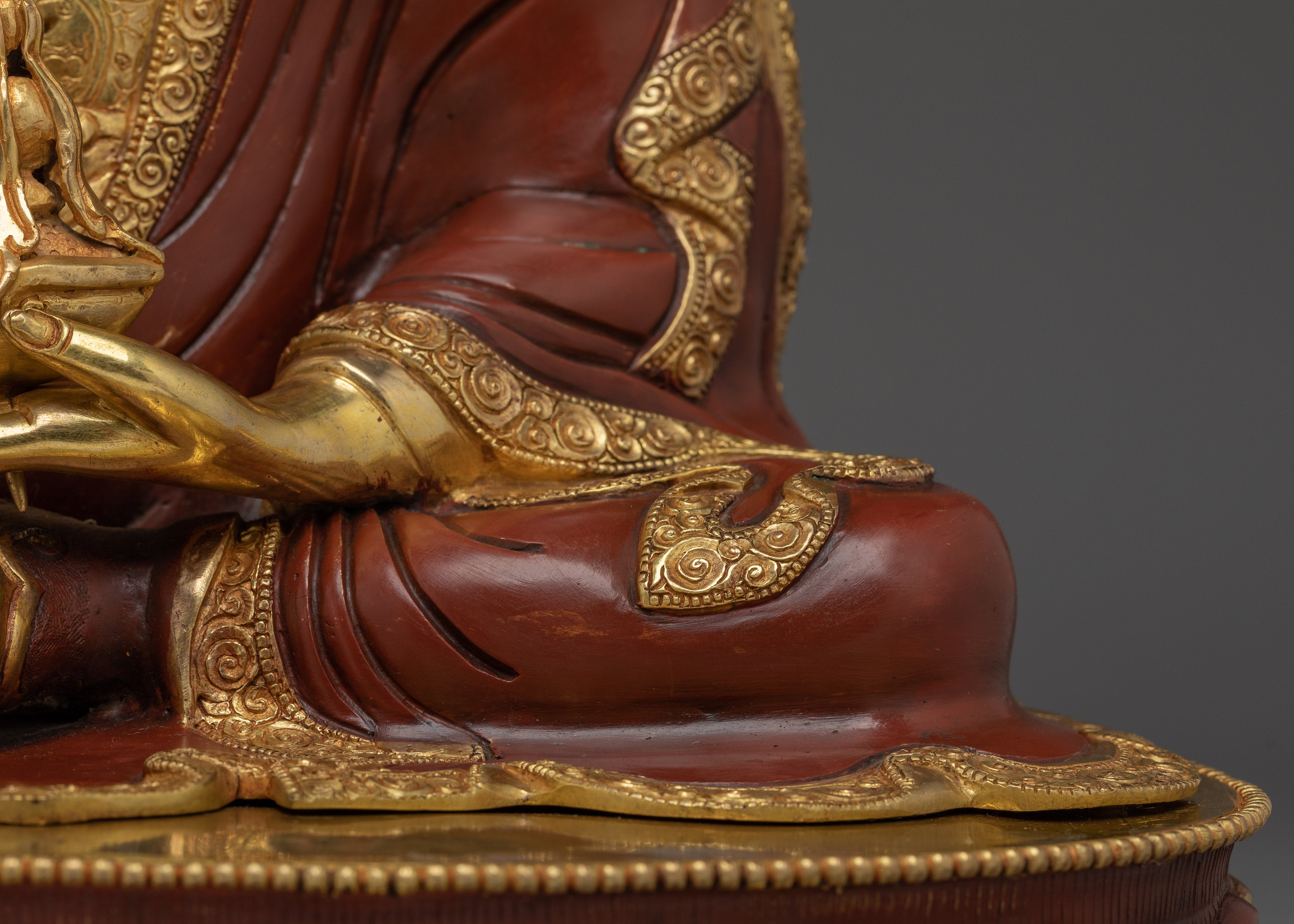 Meditation Art of Golden Guru Rinpoche | Handmade Statue for Decor
