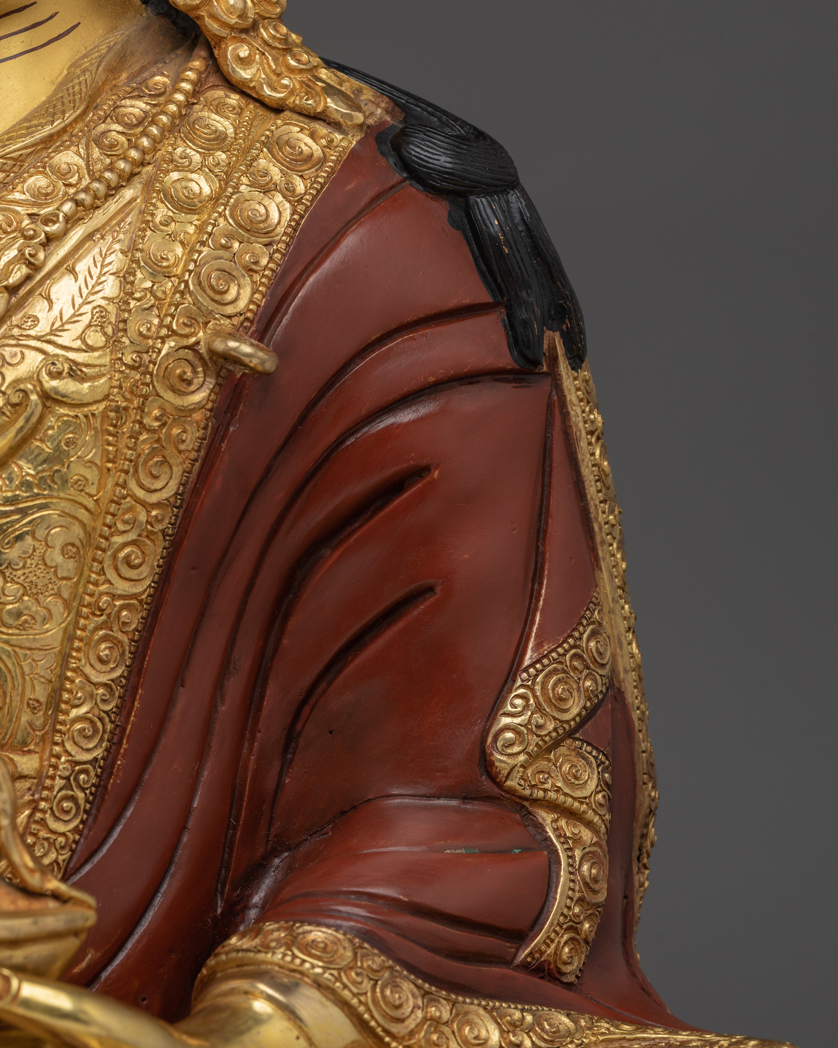 Meditation Art of Golden Guru Rinpoche | Handmade Statue for Decor