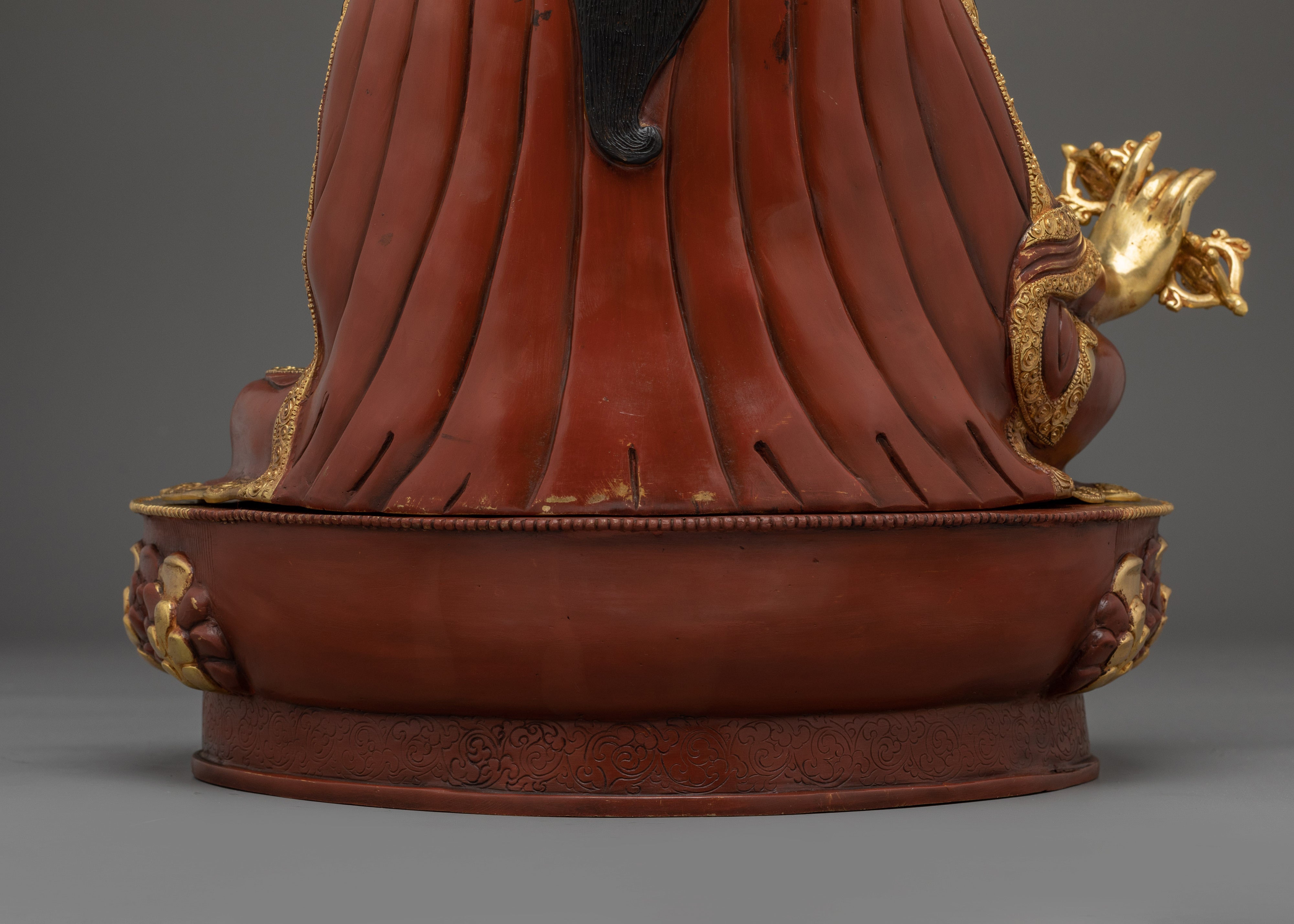 Meditation Art of Golden Guru Rinpoche | Handmade Statue for Decor