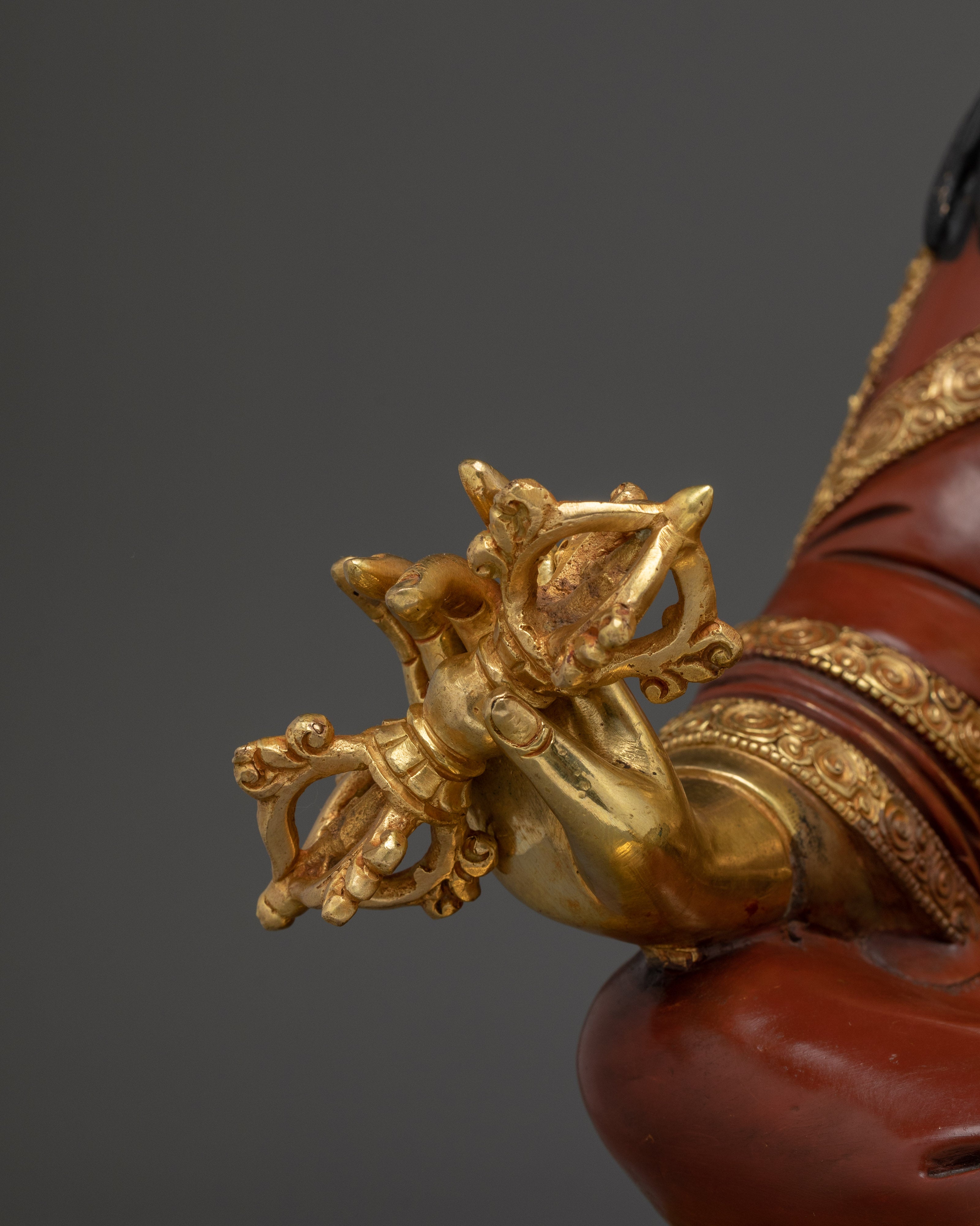 Meditation Art of Golden Guru Rinpoche | Handmade Statue for Decor