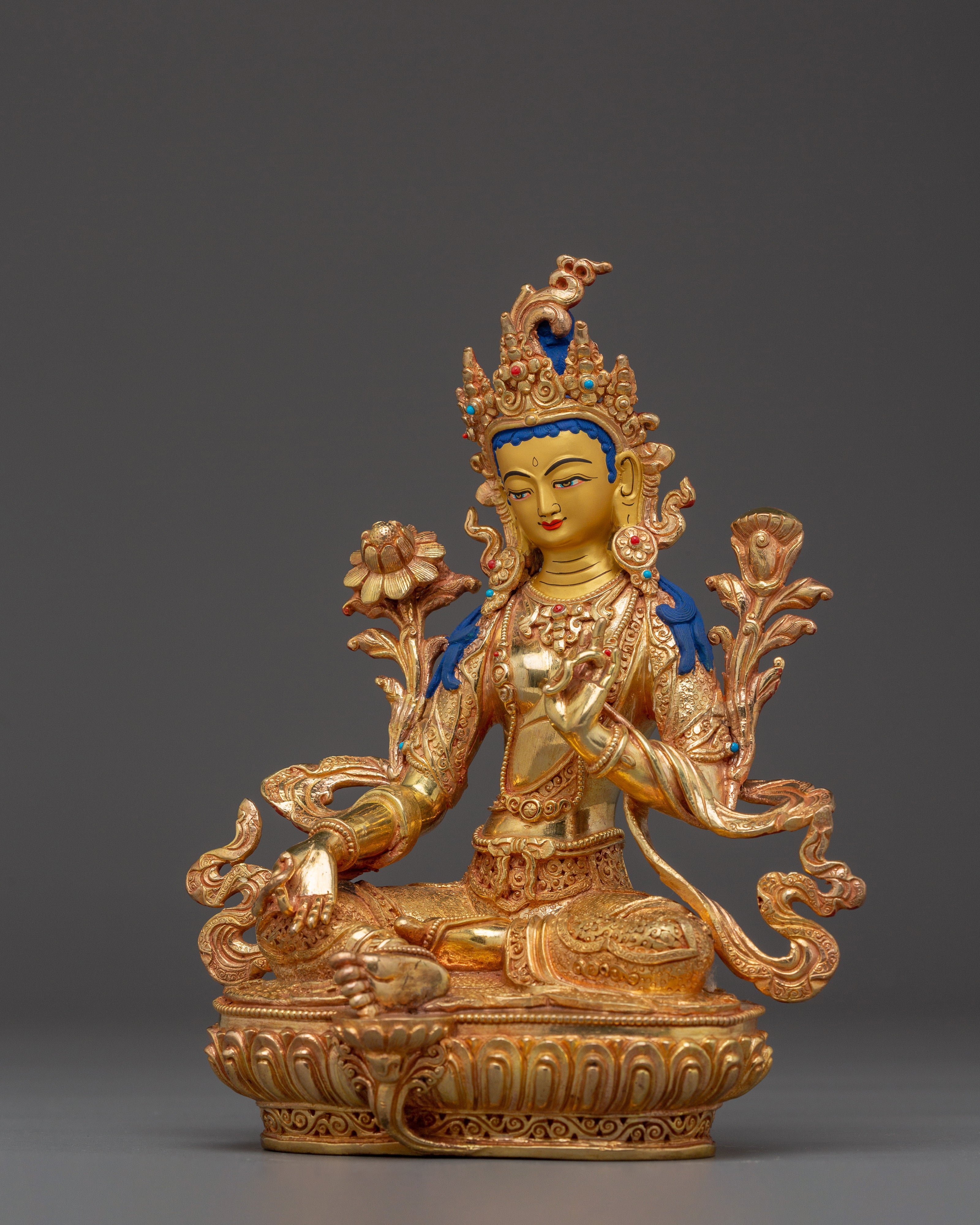 Tibetan Bodhisattva Green Tara Golden Art for Meditation and Decor