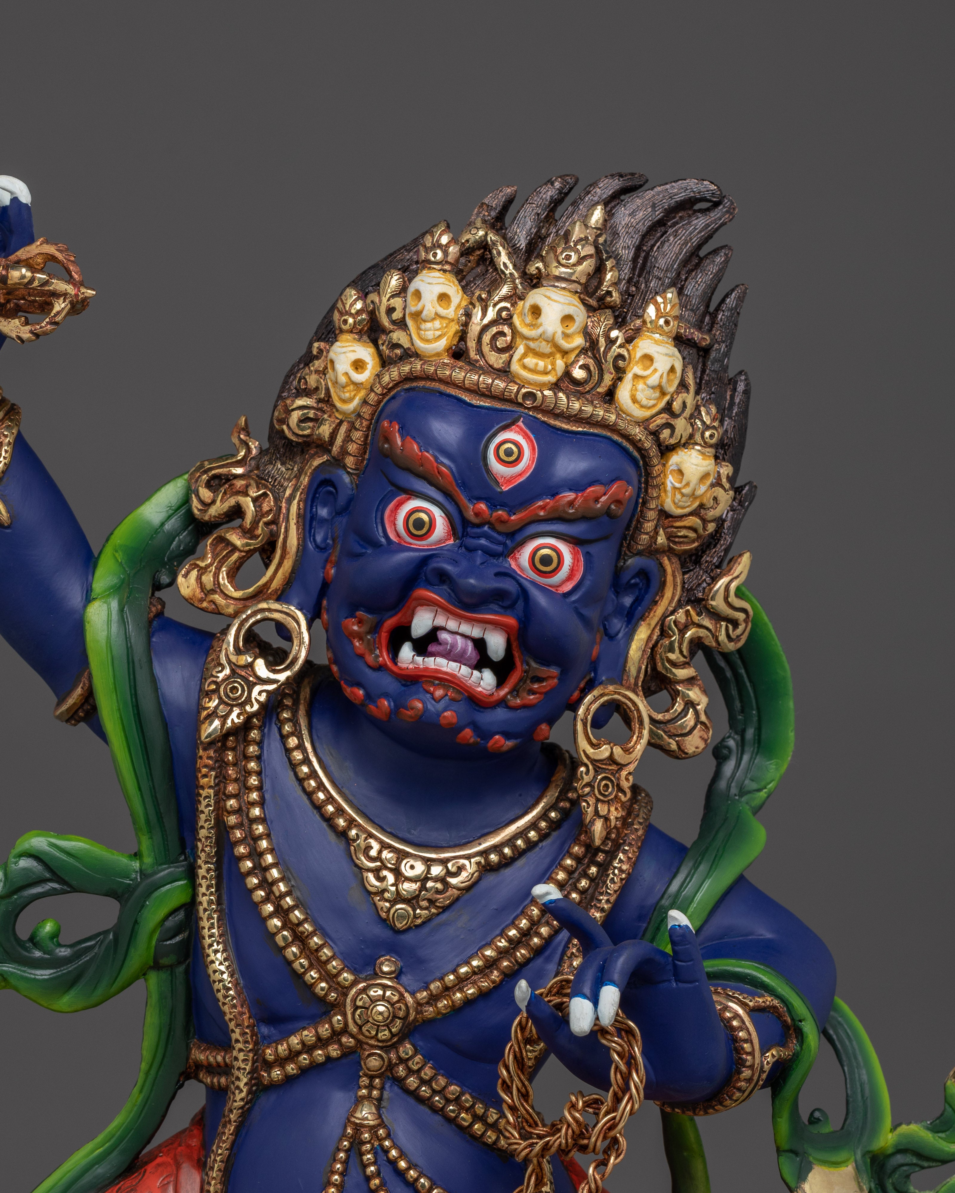 Tibetan Vajrapani Figurine with Halo | Protector Deity Statue