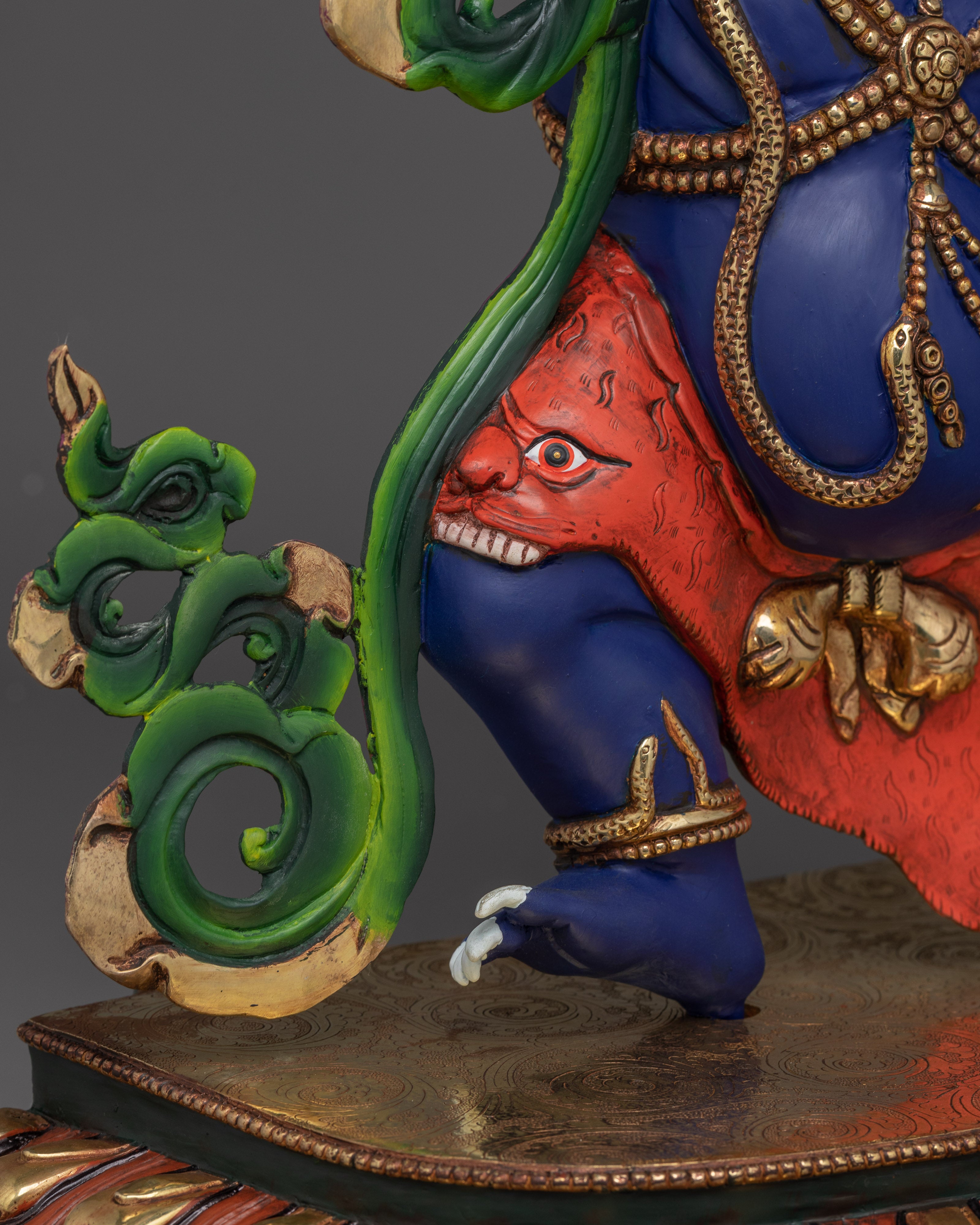 Tibetan Vajrapani Figurine with Halo | Protector Deity Statue