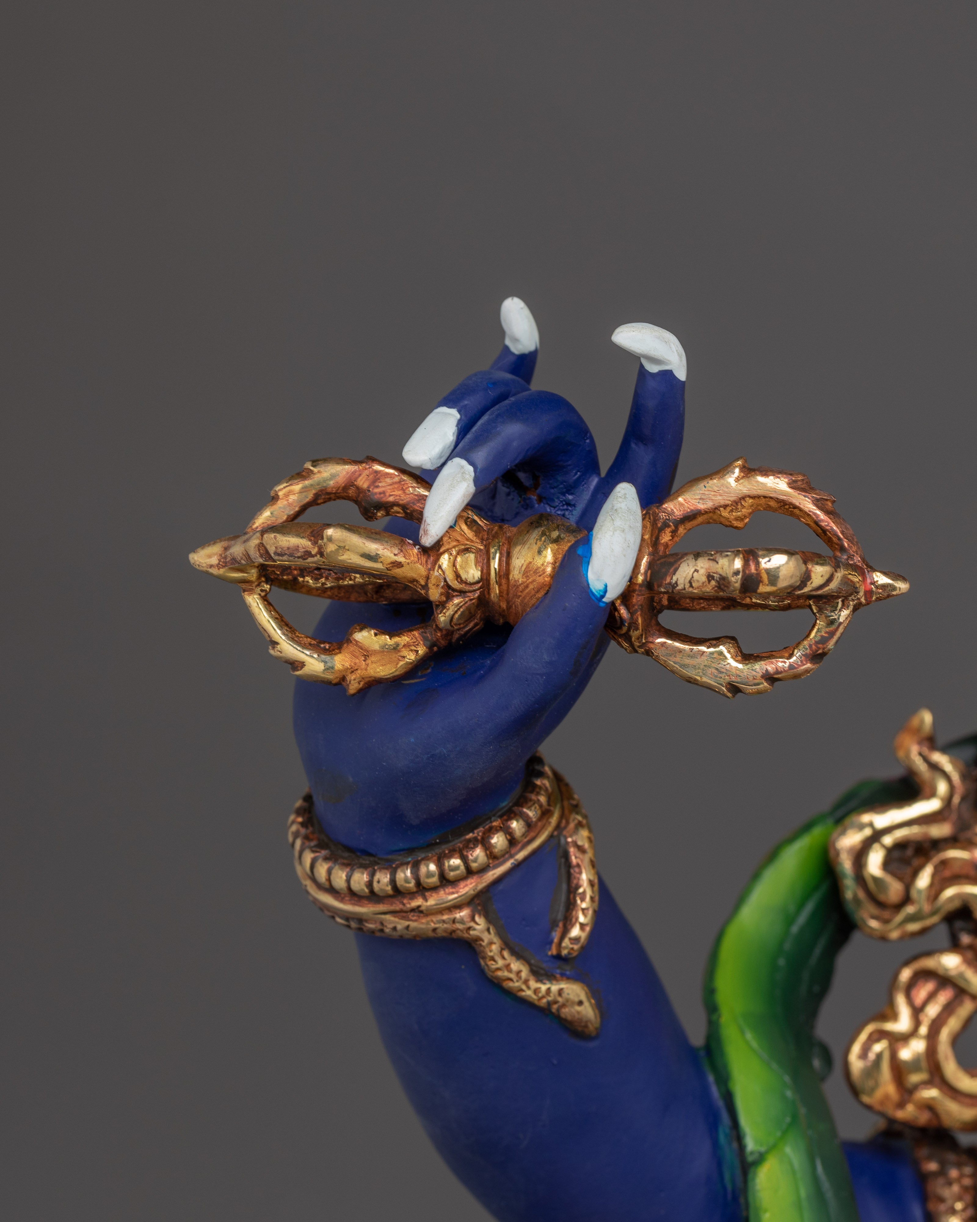 Tibetan Vajrapani Figurine with Halo | Protector Deity Statue