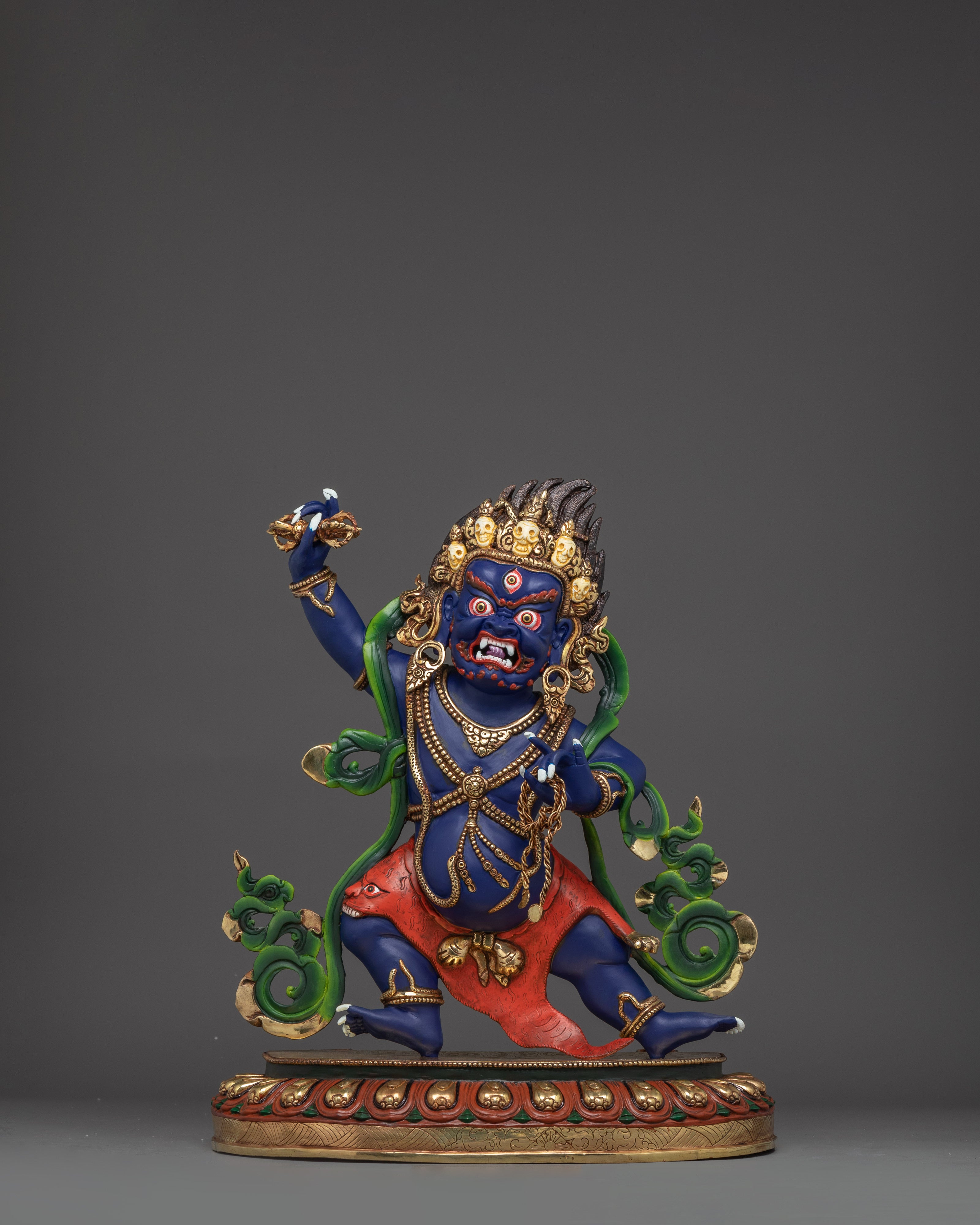 Tibetan Vajrapani Figurine with Halo | Protector Deity Statue