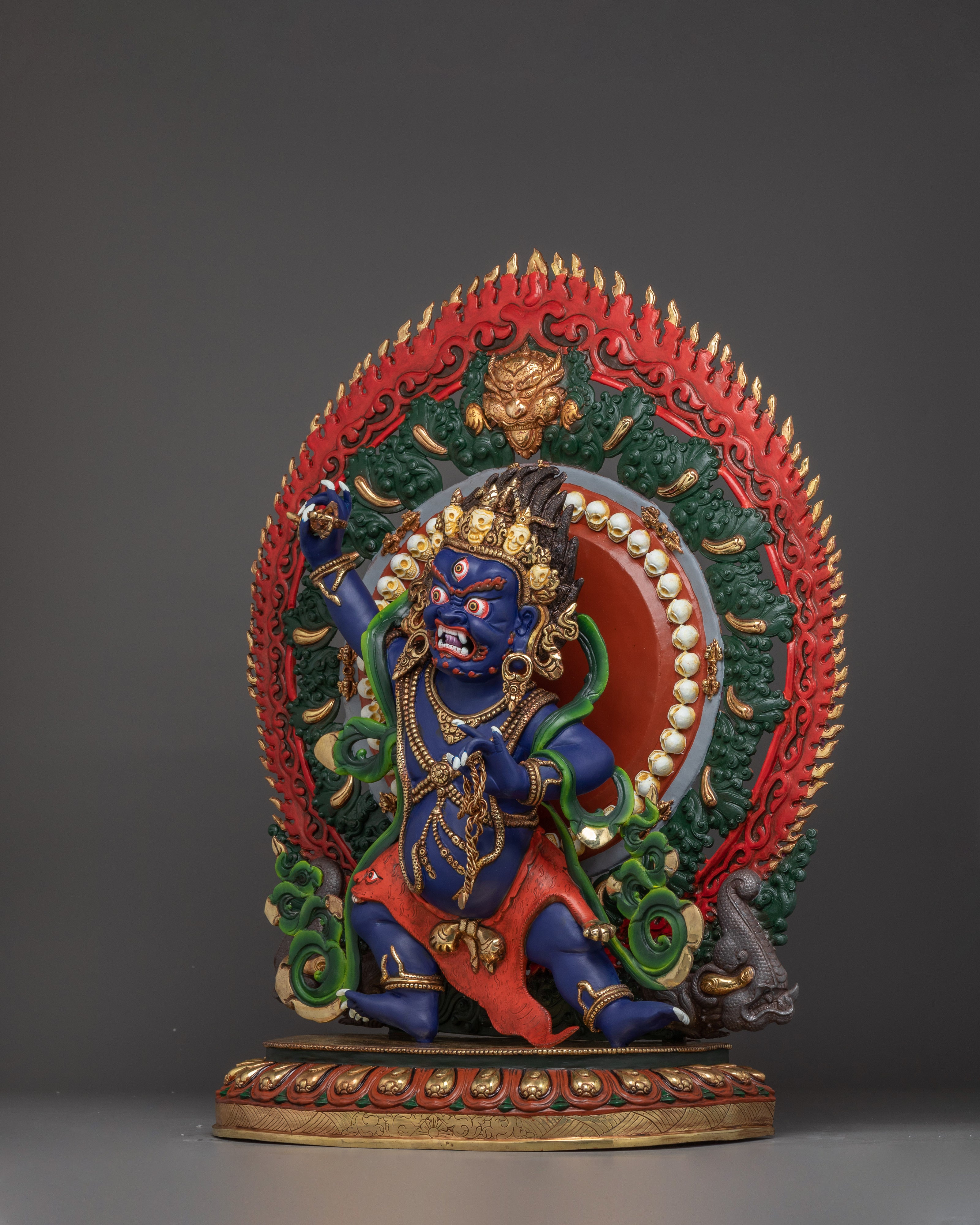 Tibetan Vajrapani Figurine with Halo | Protector Deity Statue
