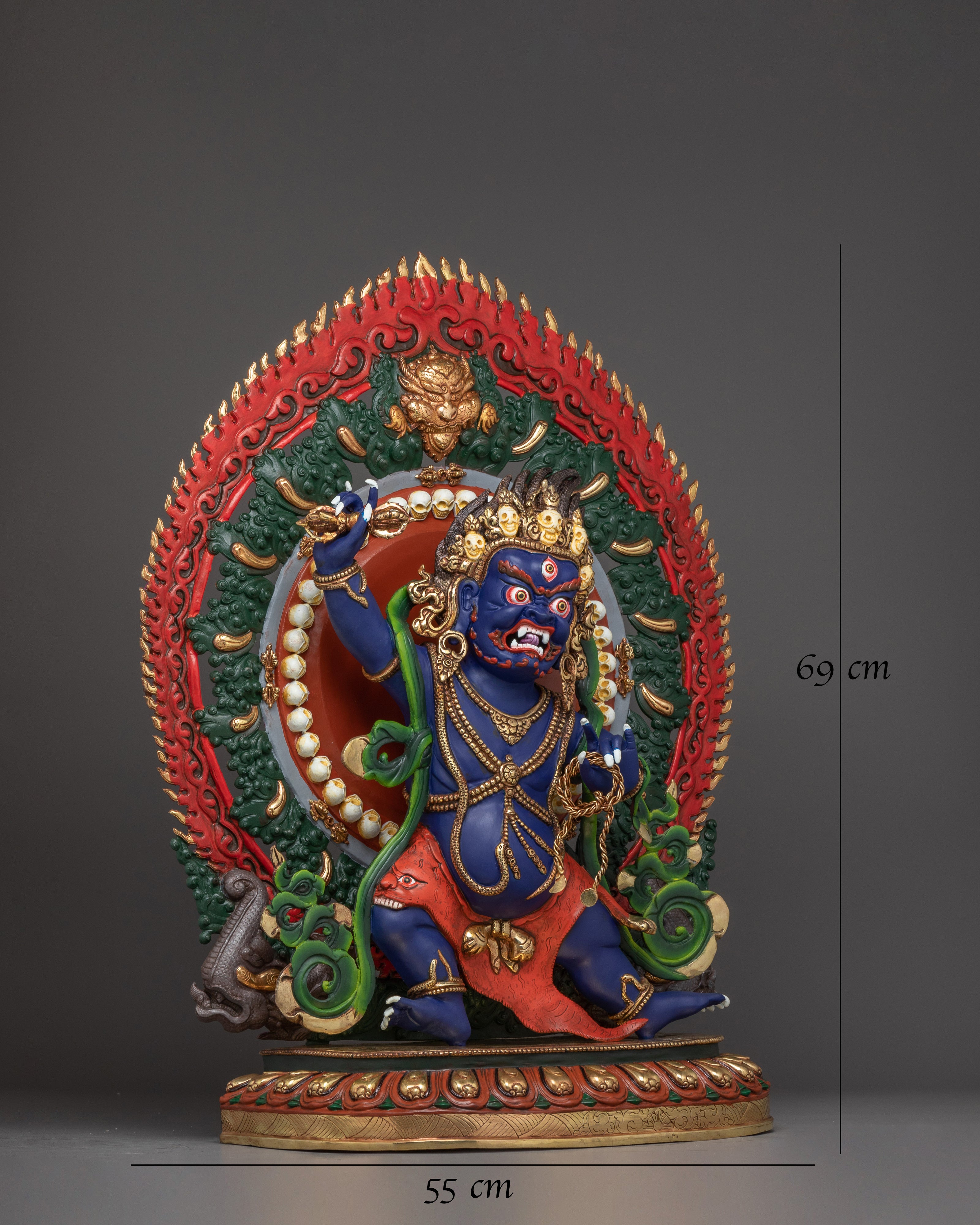 Tibetan Vajrapani Figurine with Halo | Protector Deity Statue