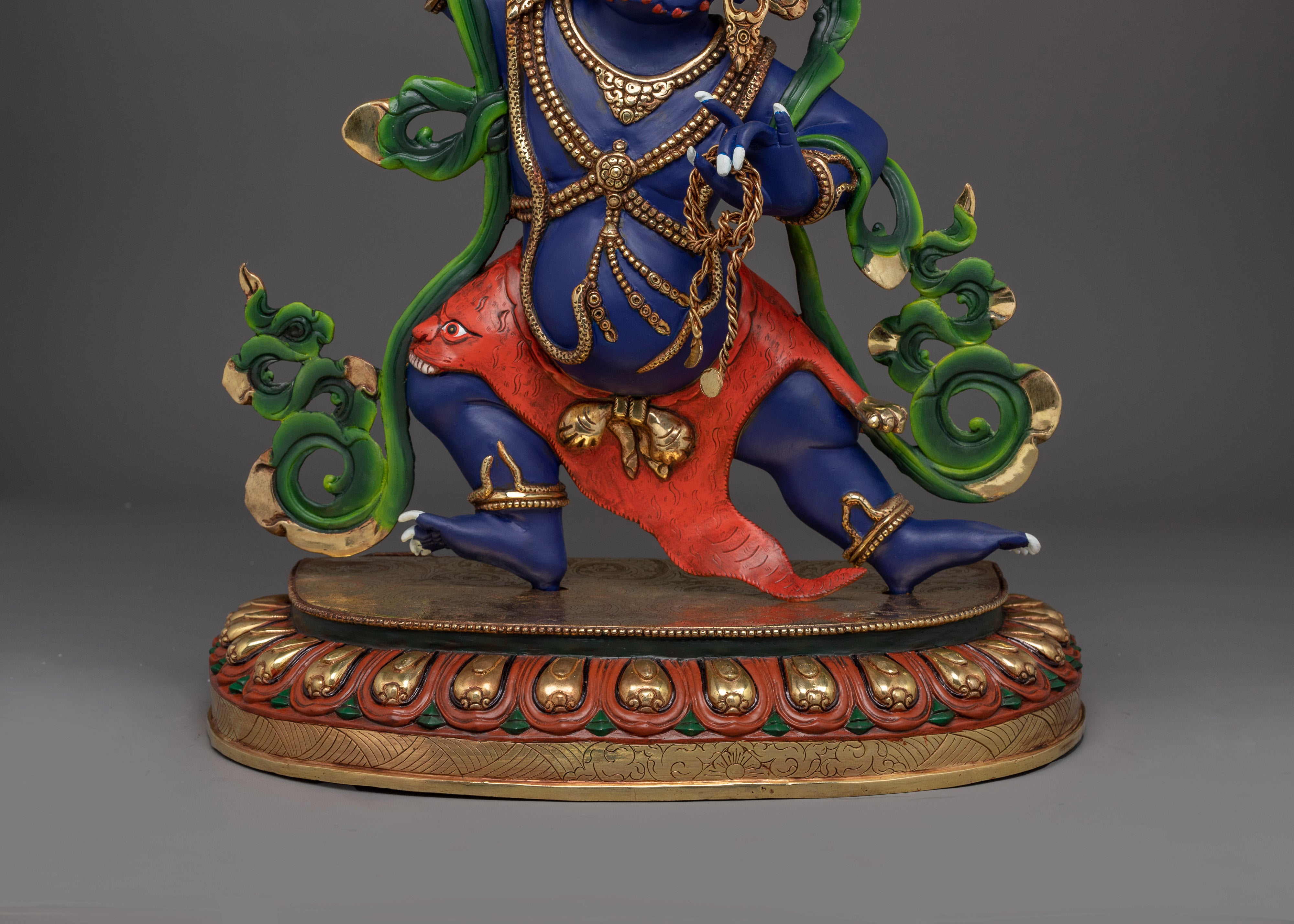 Tibetan Vajrapani Figurine with Halo | Protector Deity Statue