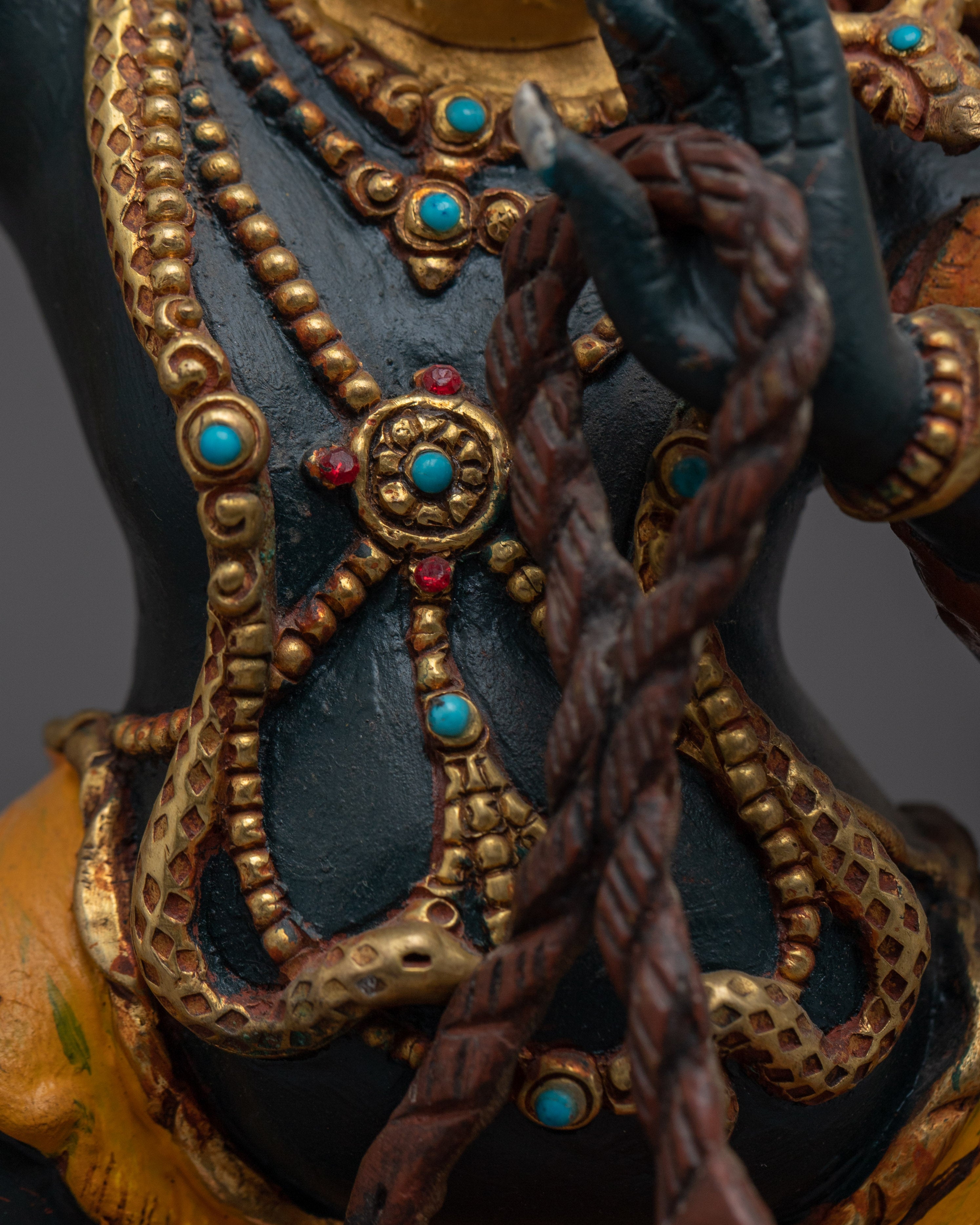 Vajrapani Colorful Copper Statue | Tibetan Protector Deity Sculpture