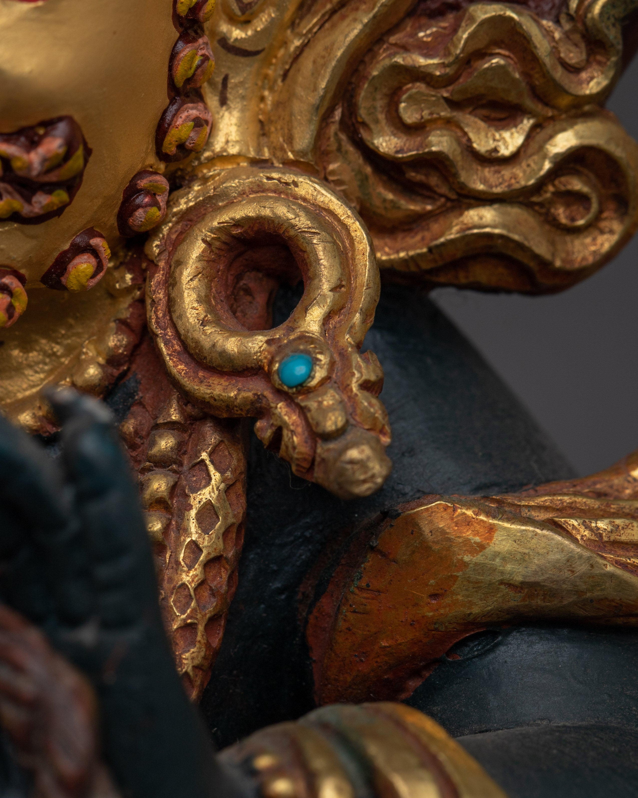 Vajrapani Colorful Copper Statue | Tibetan Protector Deity Sculpture