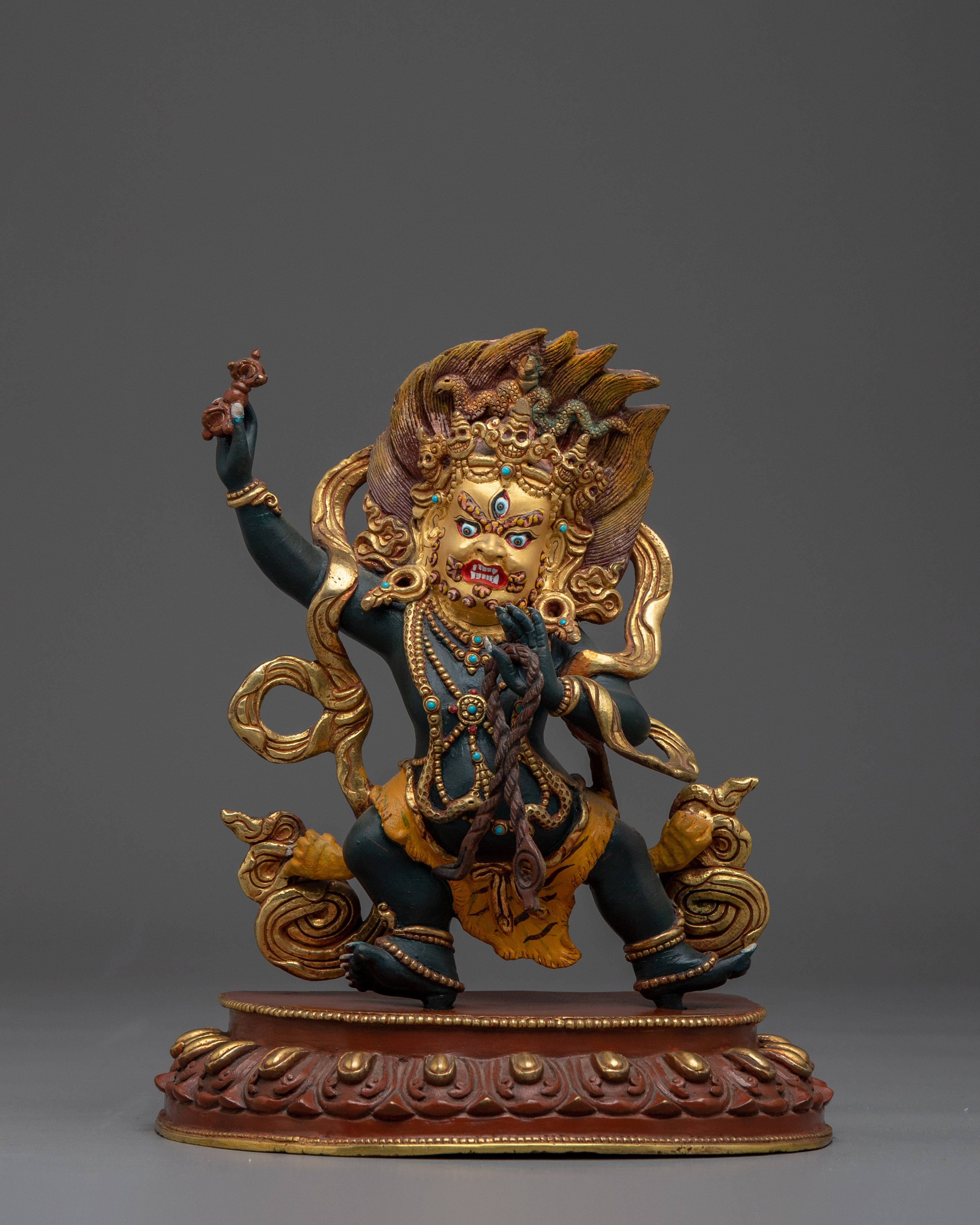 Vajrapani Colorful Copper Statue | Tibetan Protector Deity Sculpture