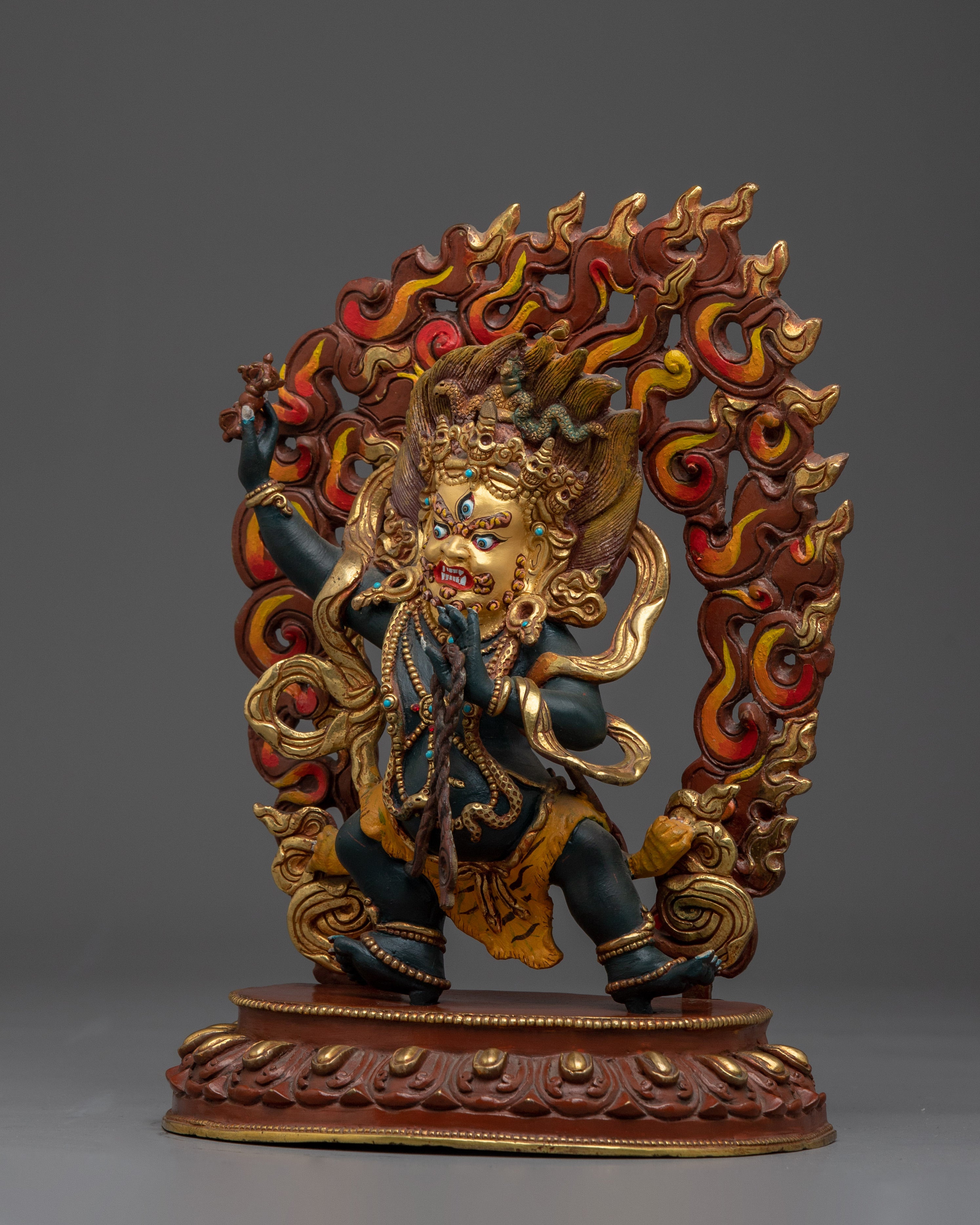Vajrapani Colorful Copper Statue | Tibetan Protector Deity Sculpture