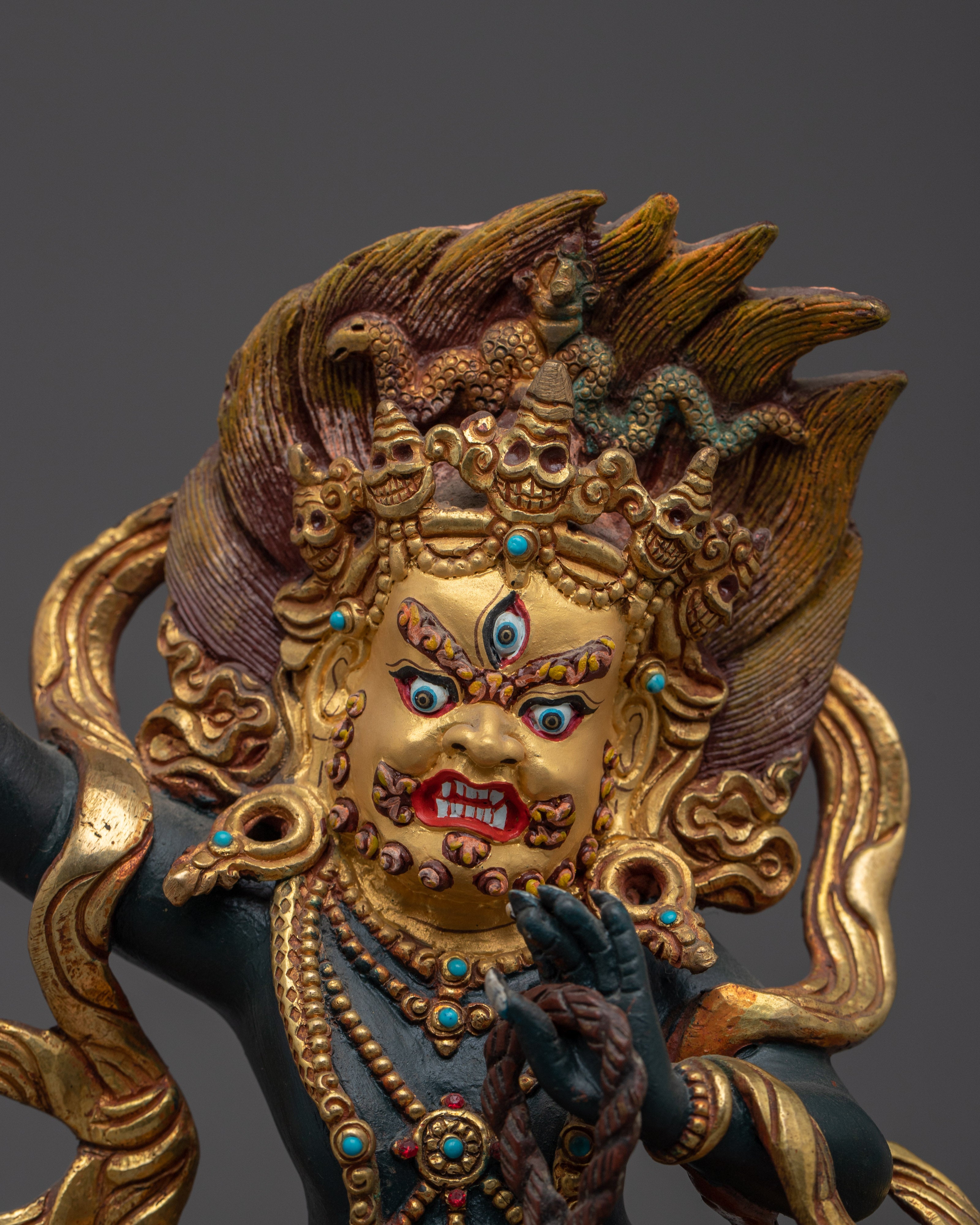 Vajrapani Colorful Copper Statue | Tibetan Protector Deity Sculpture