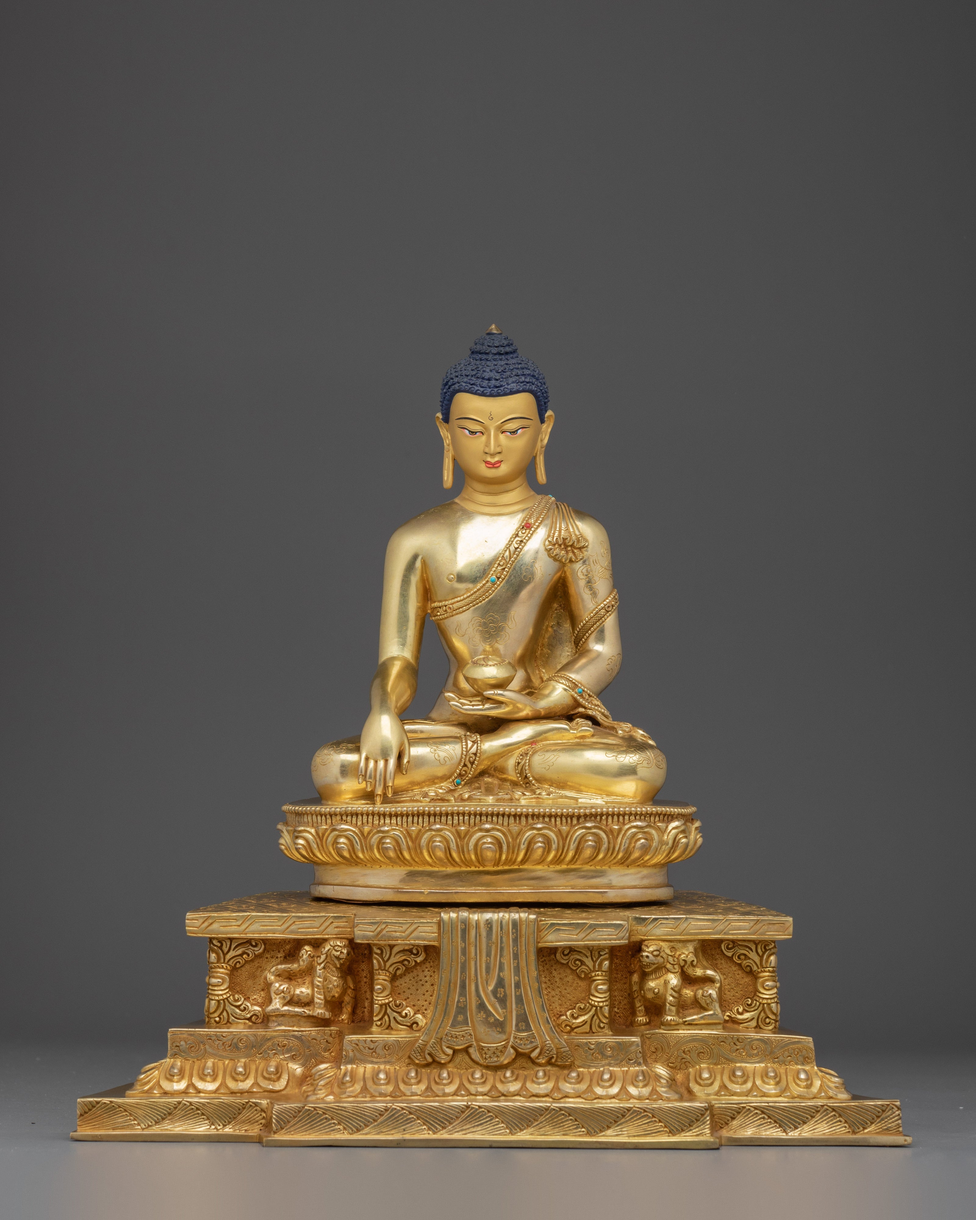 Shakyamuni Buddha Statue with 24K Gold | Ideal for Spiritual Spaces