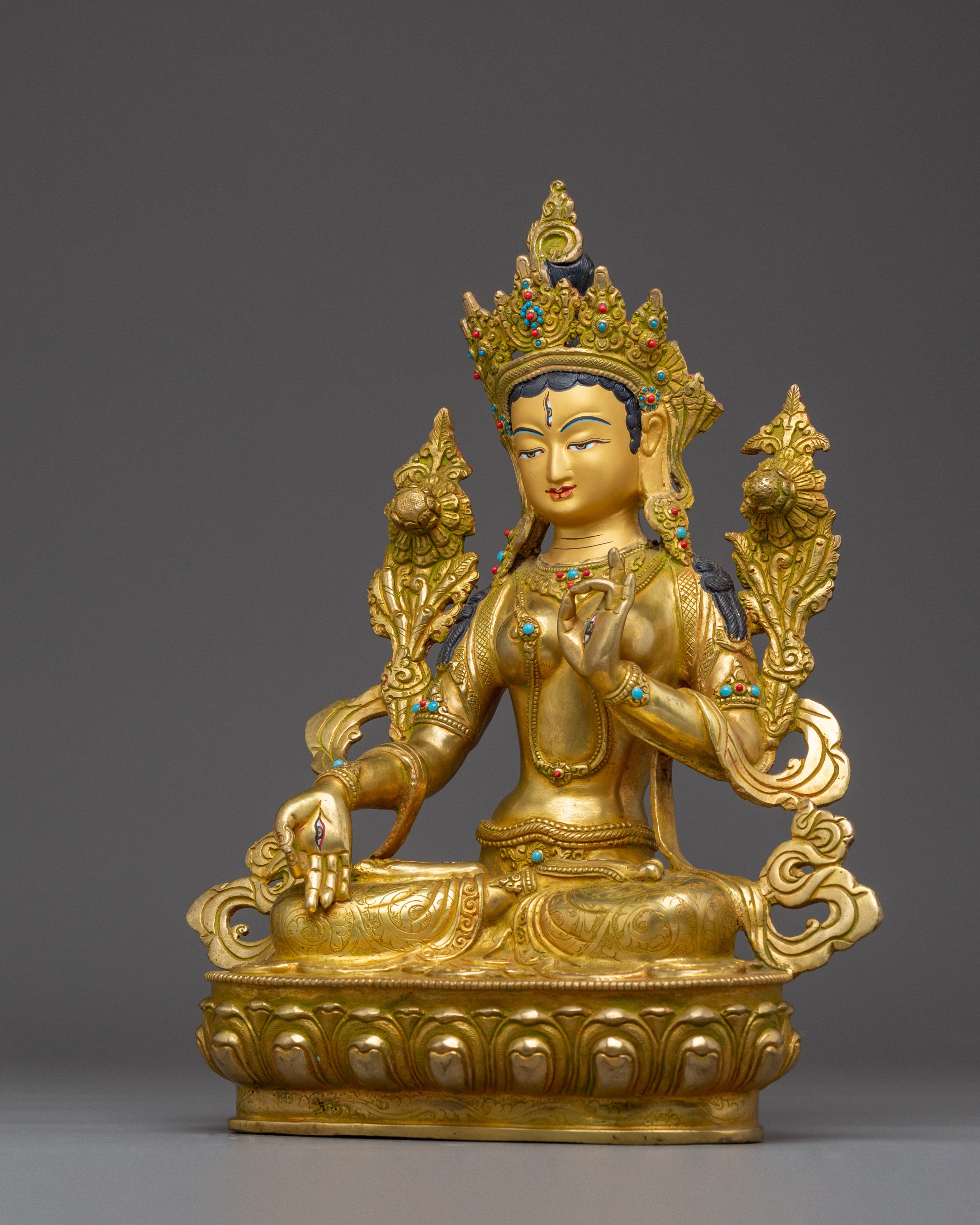 Peaceful Golden Sita Tara Handmade Art | Tibetan Healing Goddess
