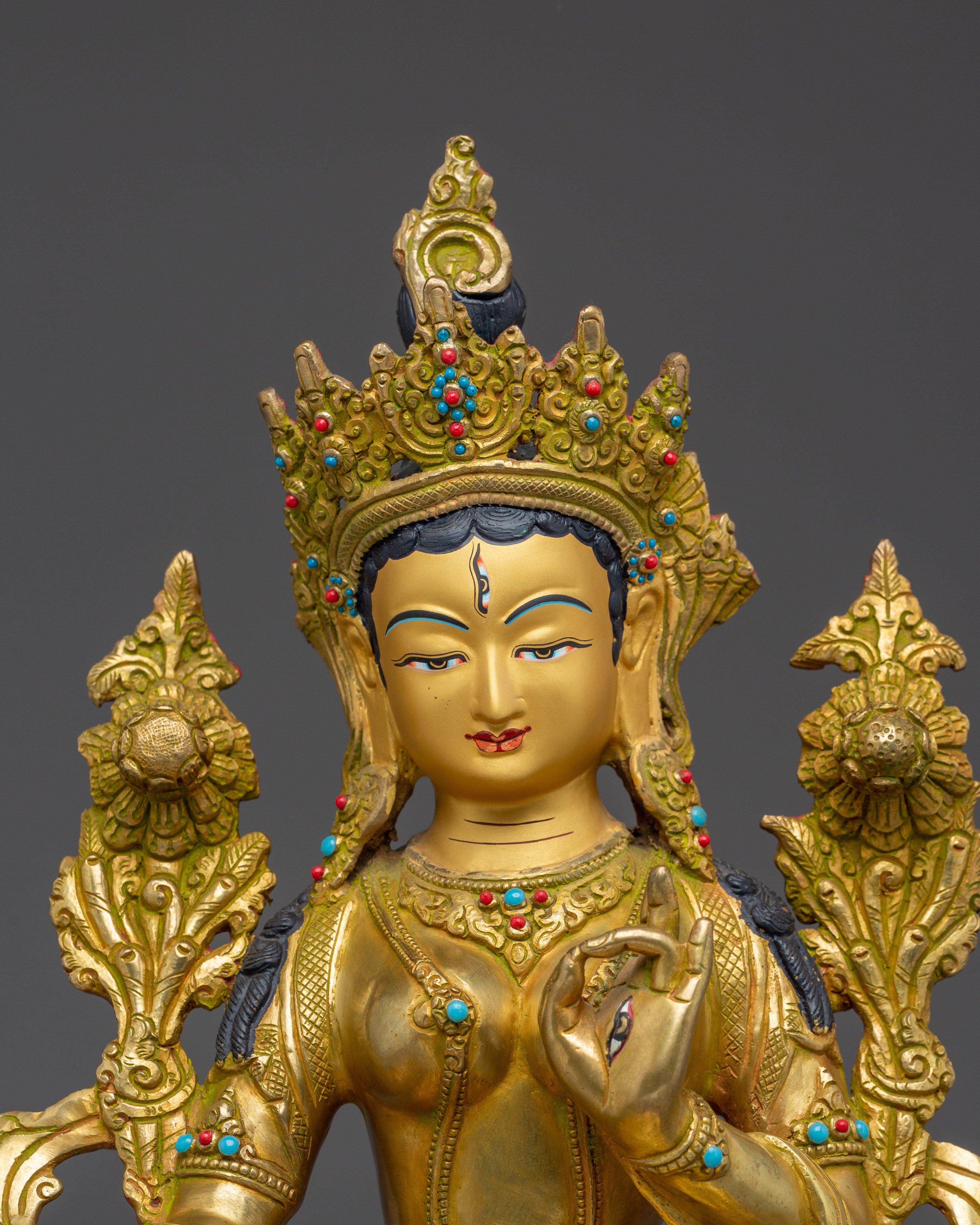 Peaceful Golden Sita Tara Handmade Art | Tibetan Healing Goddess