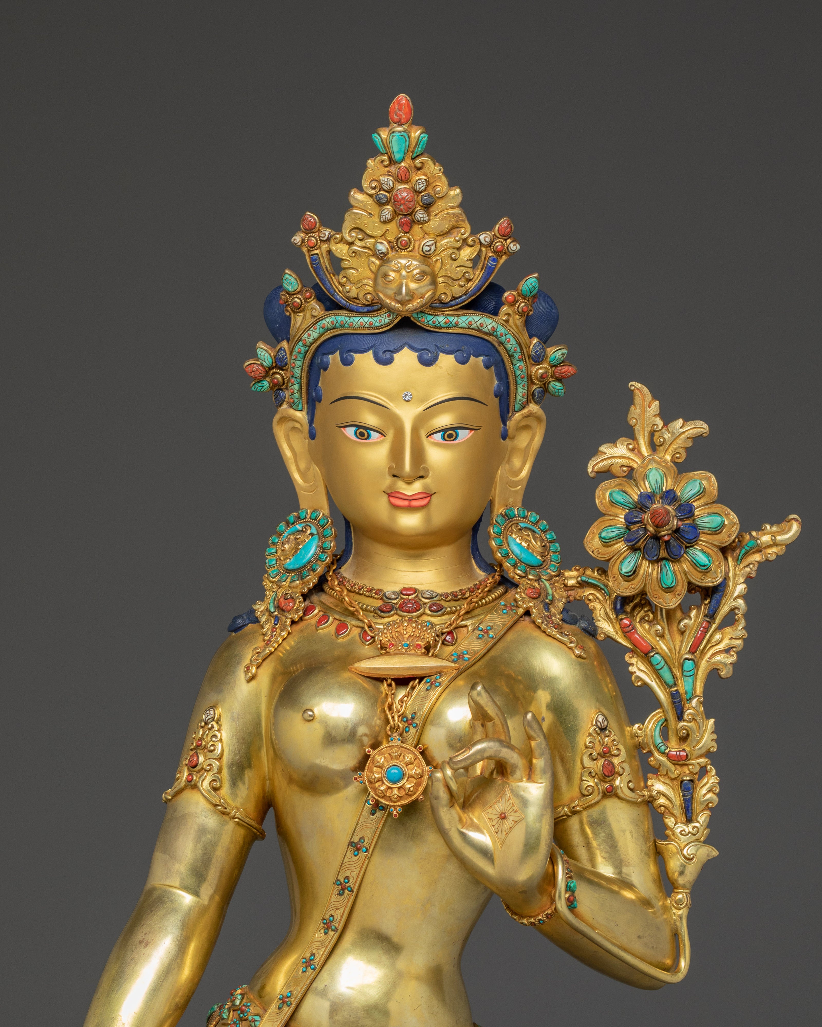 Sacred Standing Green Tara Statue | Handcrafted Nepali Icon